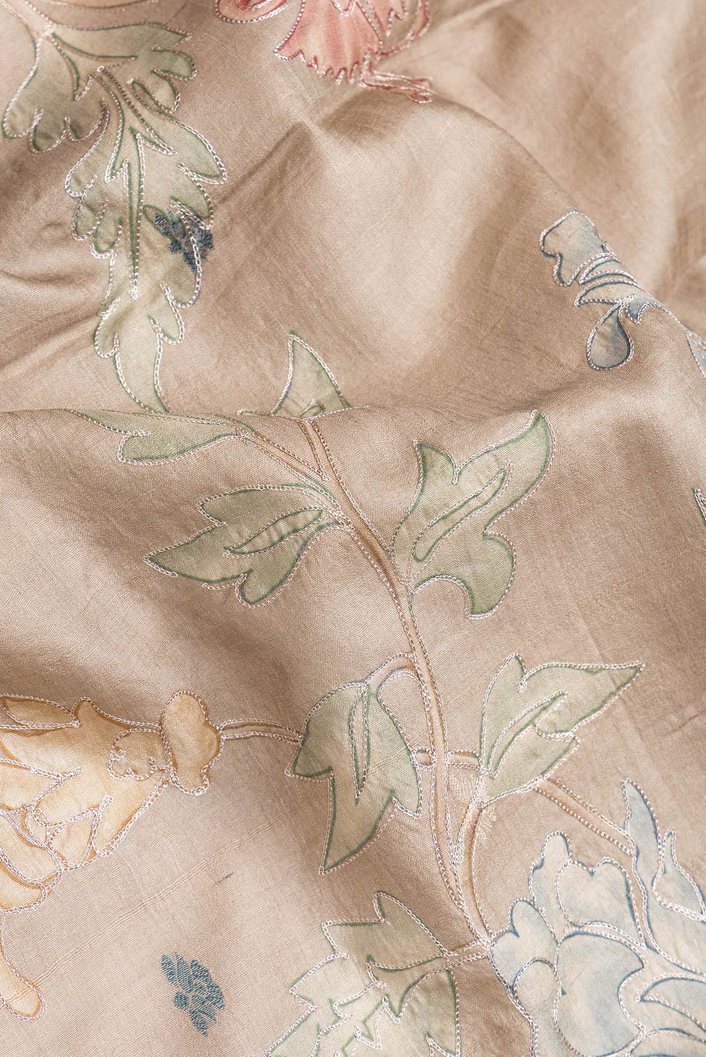 Beige Tussar Silk Saree - Image 2