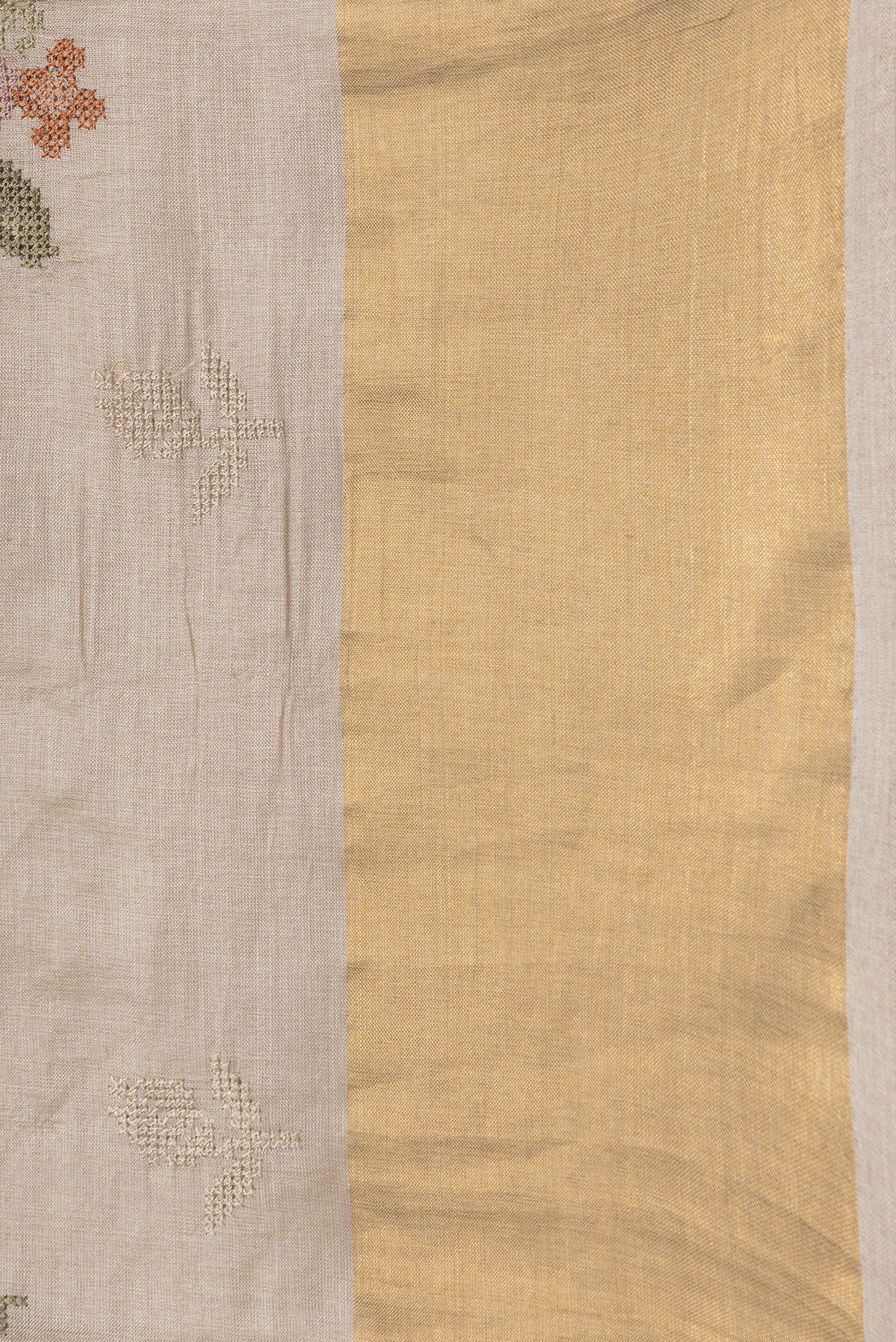 Beige Tussar Silk Saree - Image 3