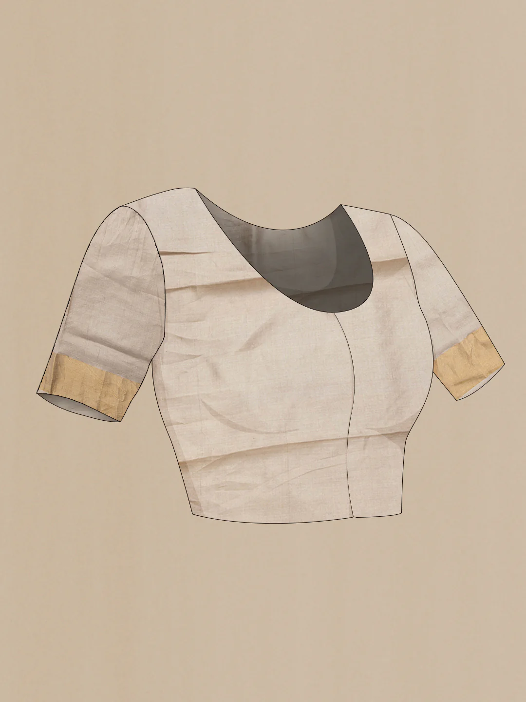 Beige Tussar Silk Saree - Image 4