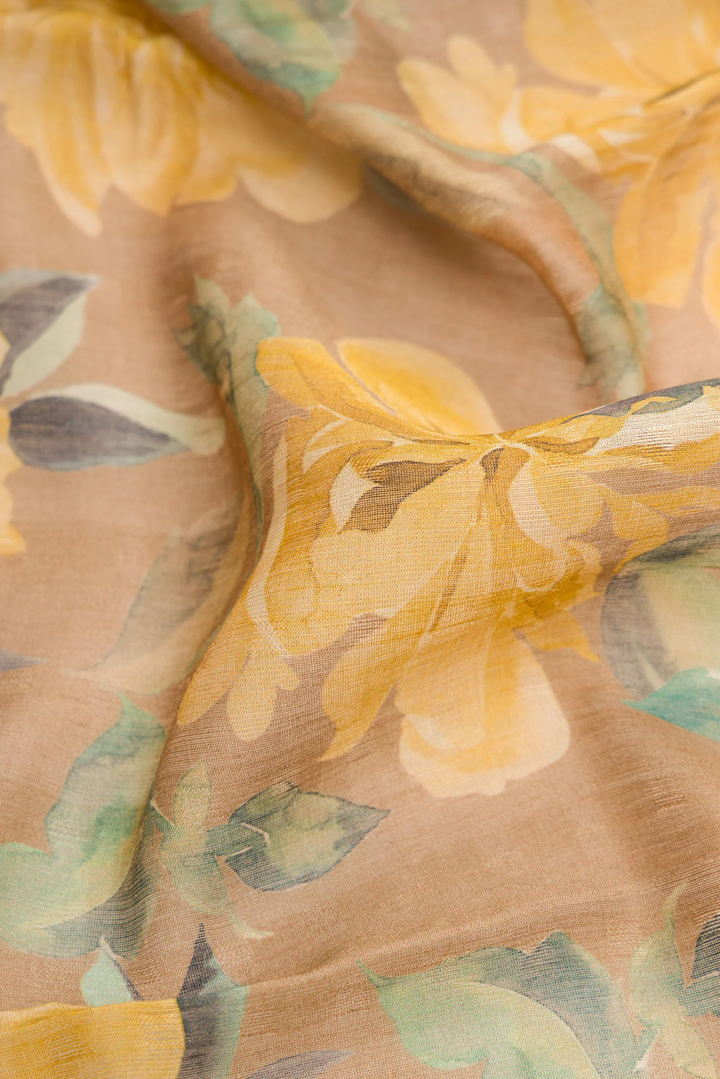 Beige Tussar Silk Saree - Image 2