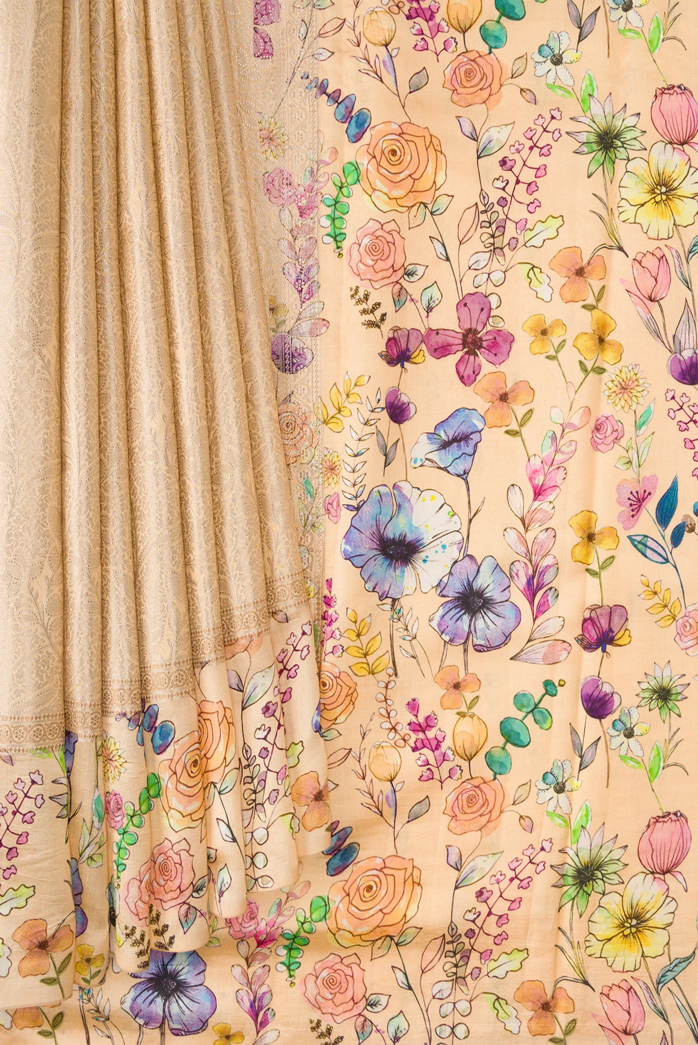 Sandal Tussar Silk Saree - Image 4