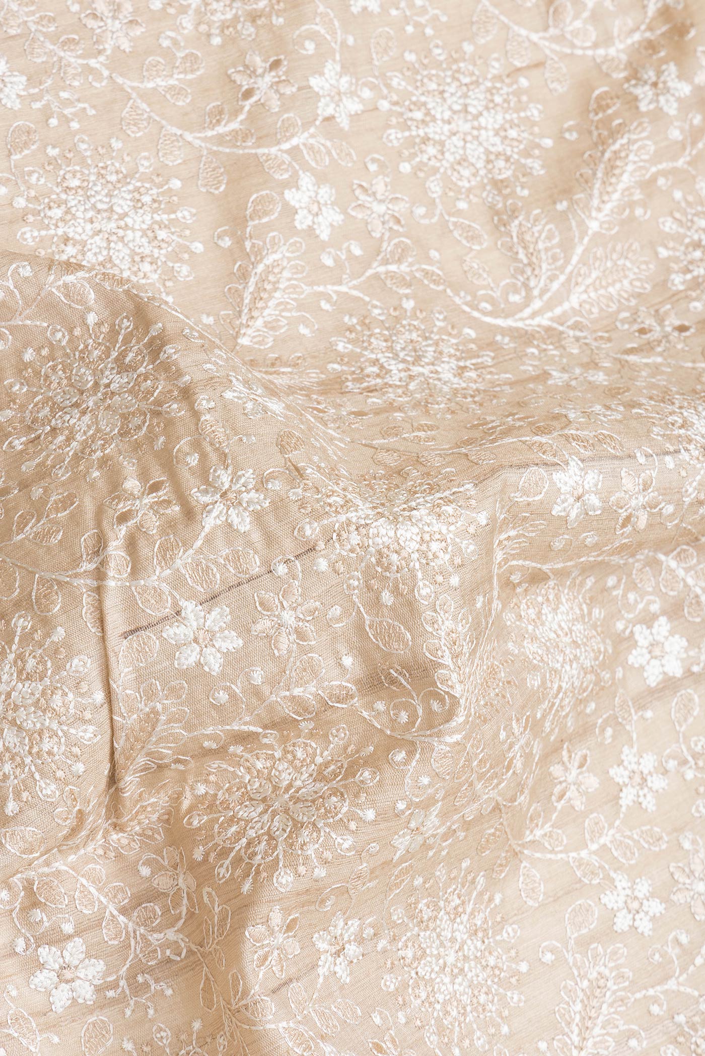 Beige Tussar Silk Saree - Image 2