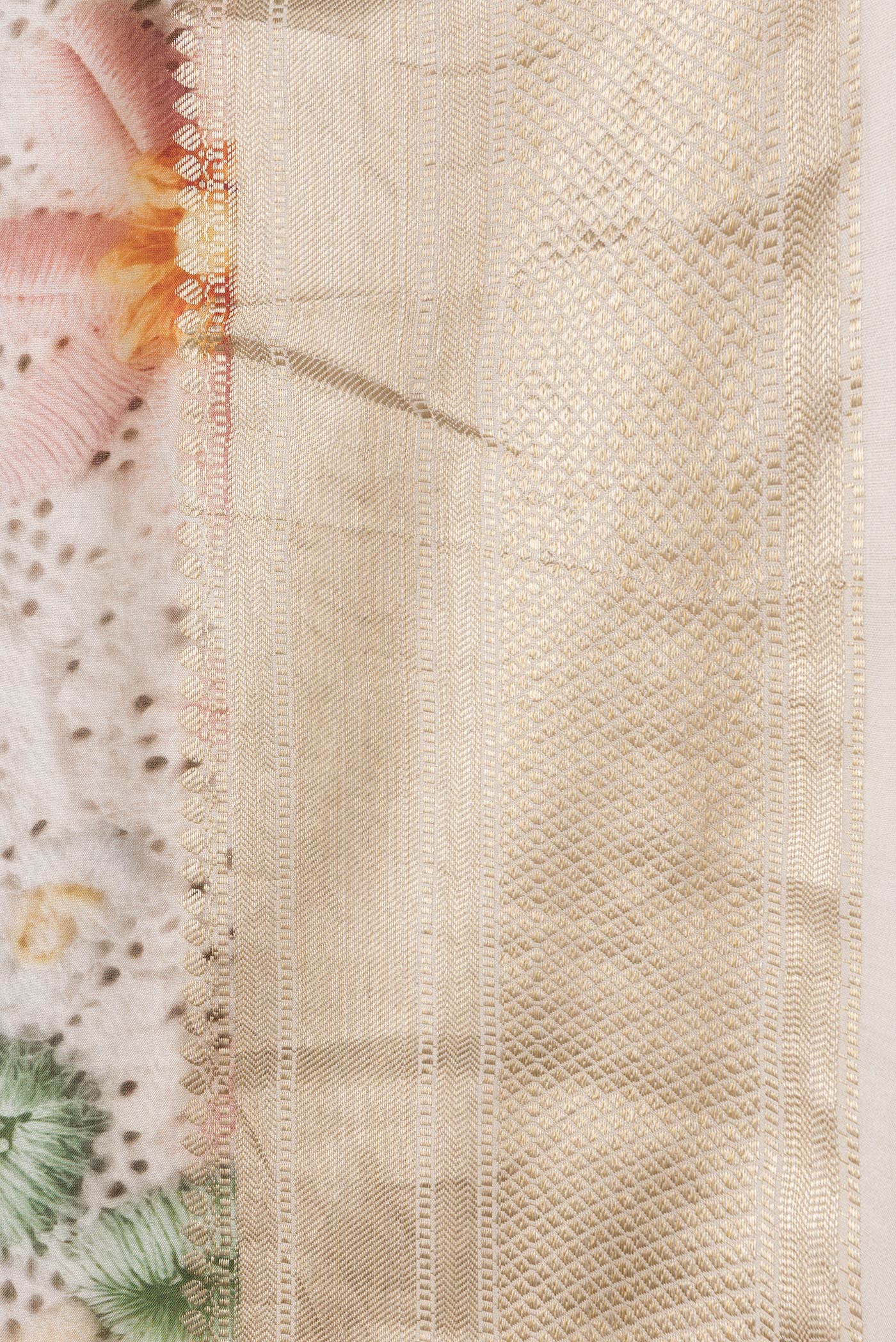 Beige Tussar Silk Saree - Image 3
