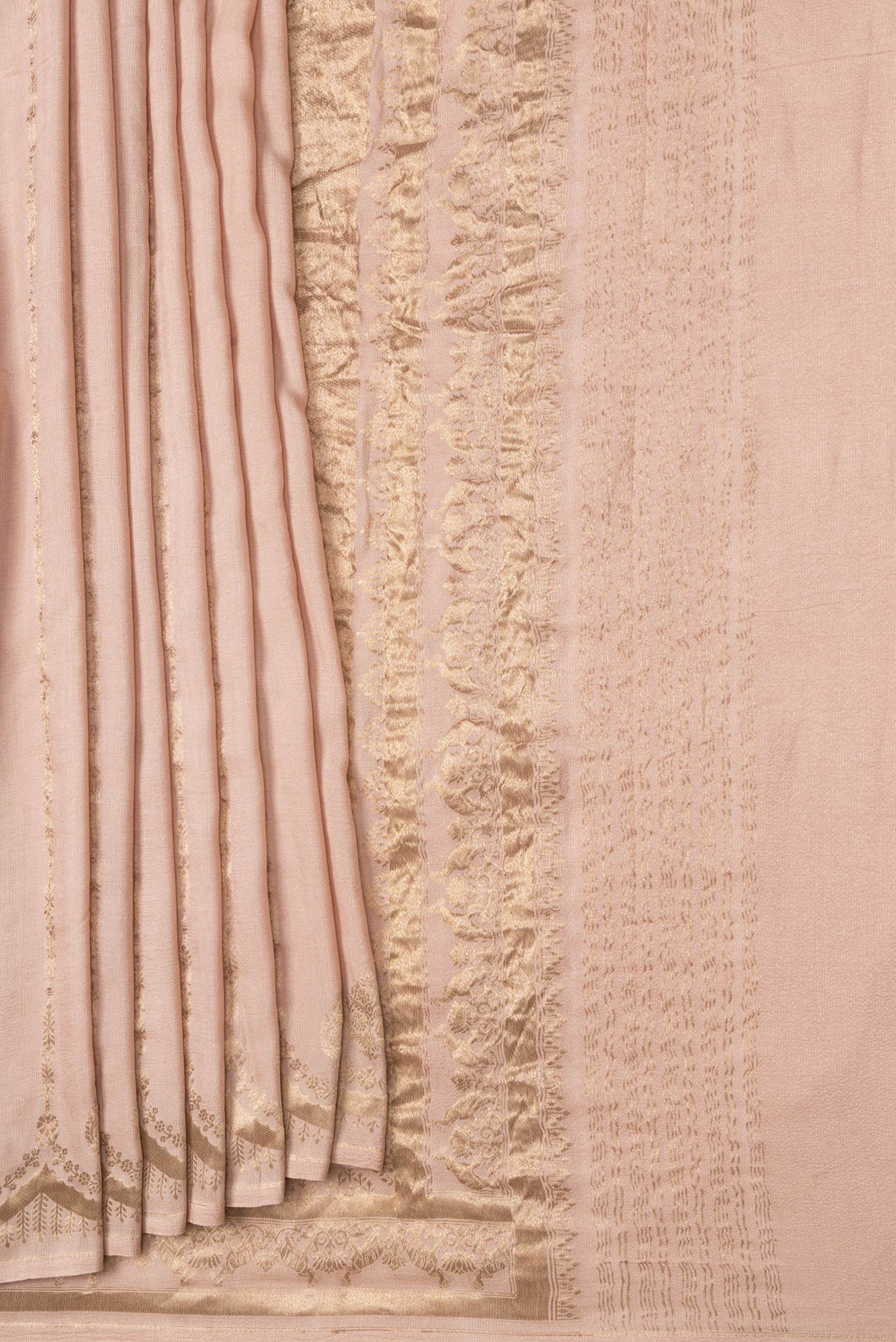 Rose Gold Banarasi Tussar Silk Saree - Image 4