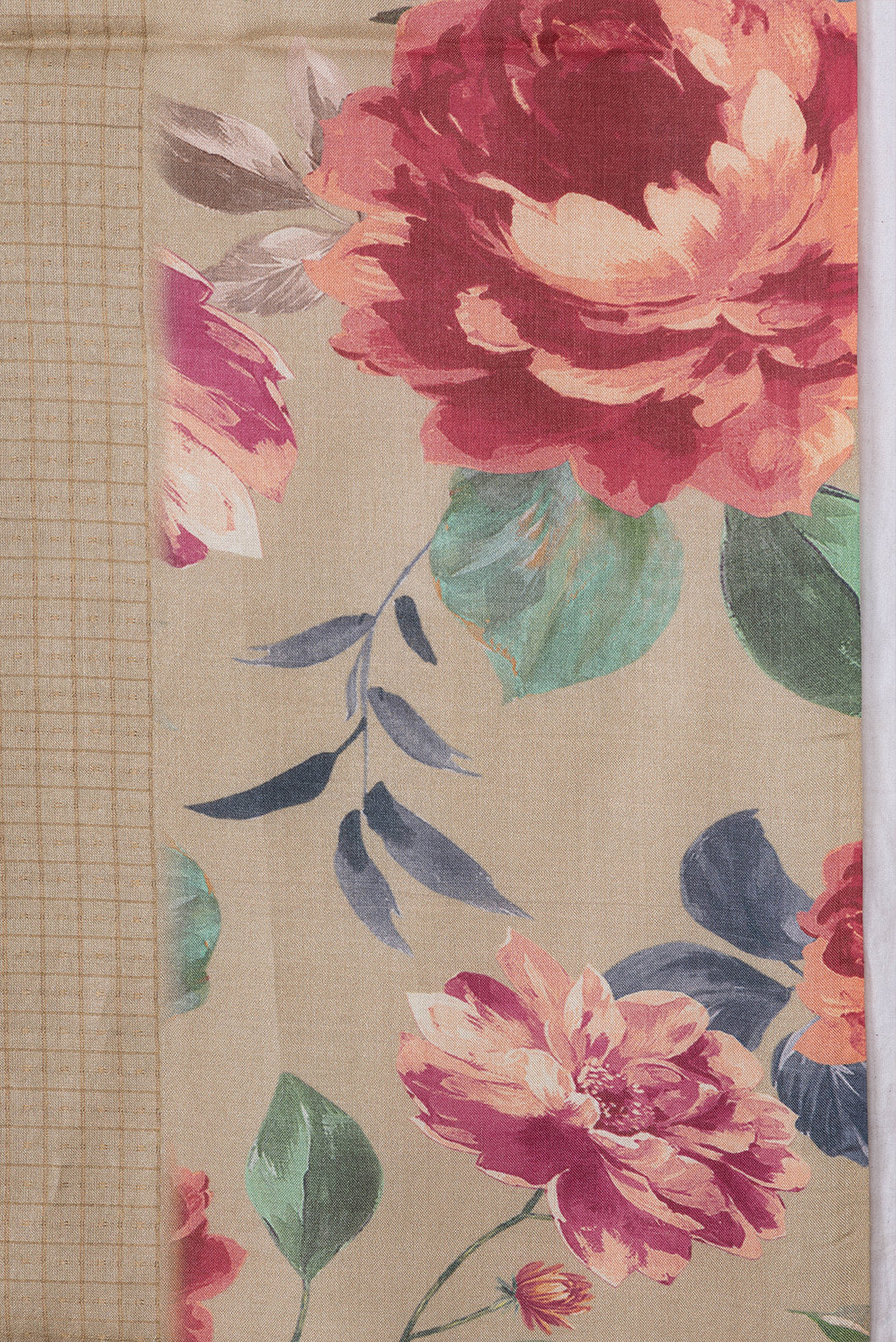 Beige Tussar Silk Saree - Image 3