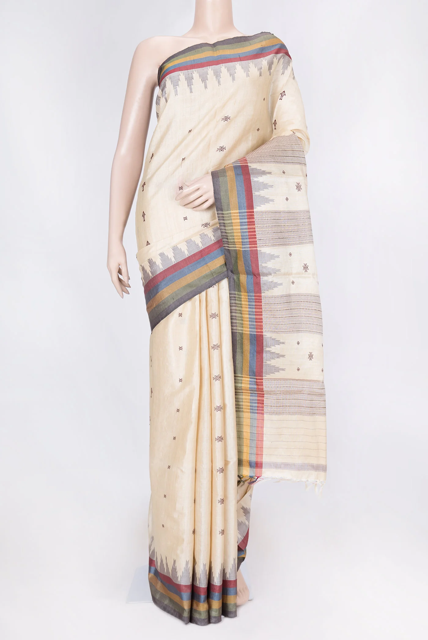 Beige Dual Tone Tussar Silk Saree