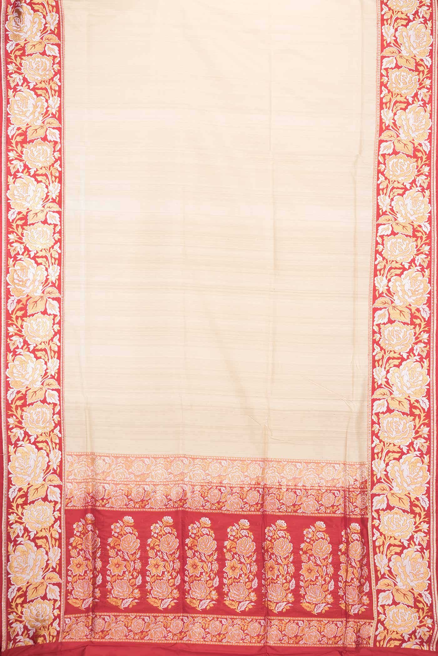 Beige Dual Tone Tussar Silk Saree - Image 4