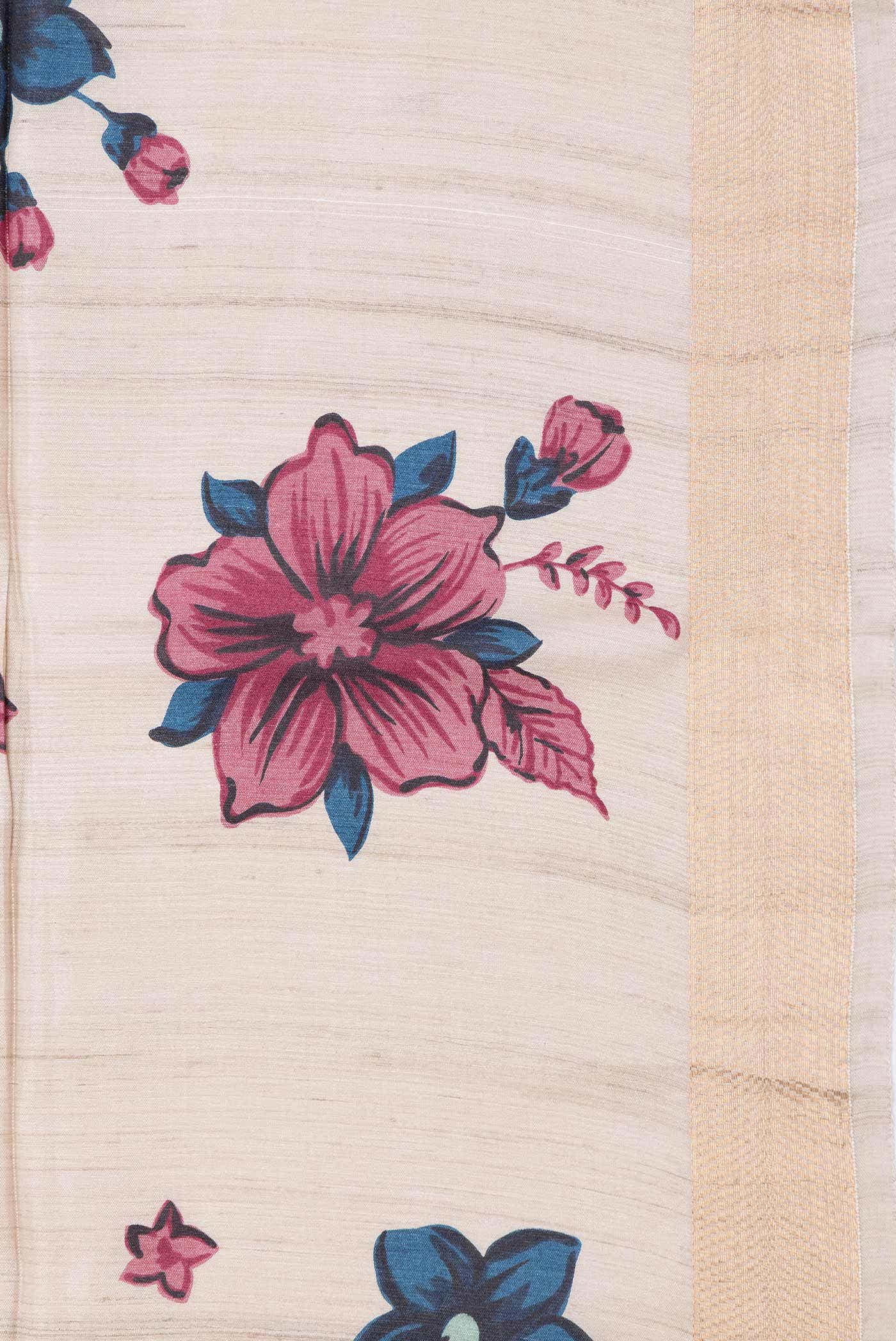 Beige Dual Tone Tussar Silk Saree - Image 3