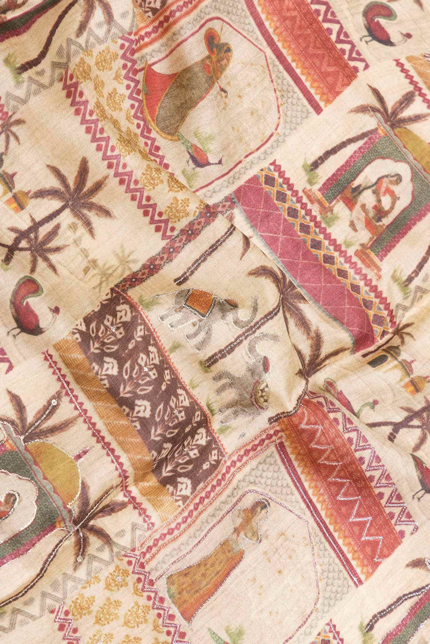 Beige Dual Tone Tussar Silk Saree - Image 3