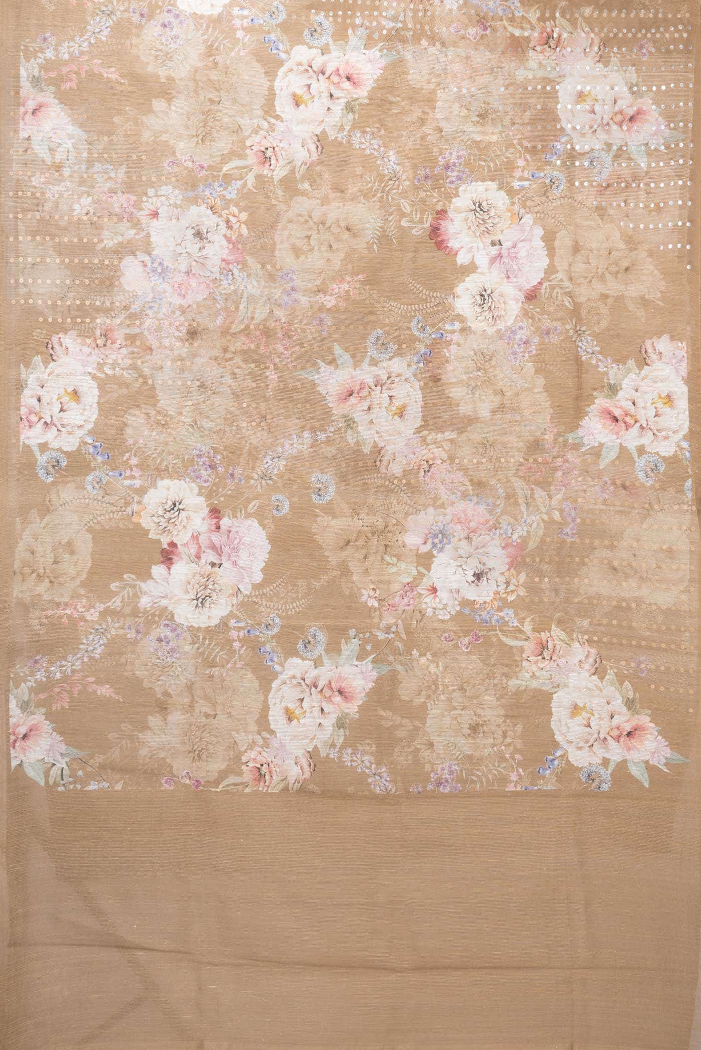 Beige Dual Tone Tussar Silk Saree - Image 4