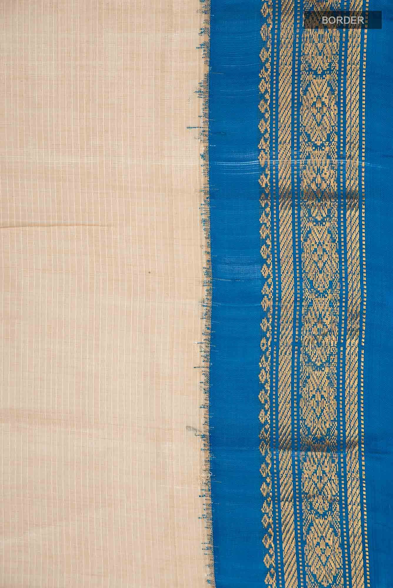 Beige Gadwal cotton Saree - Image 4