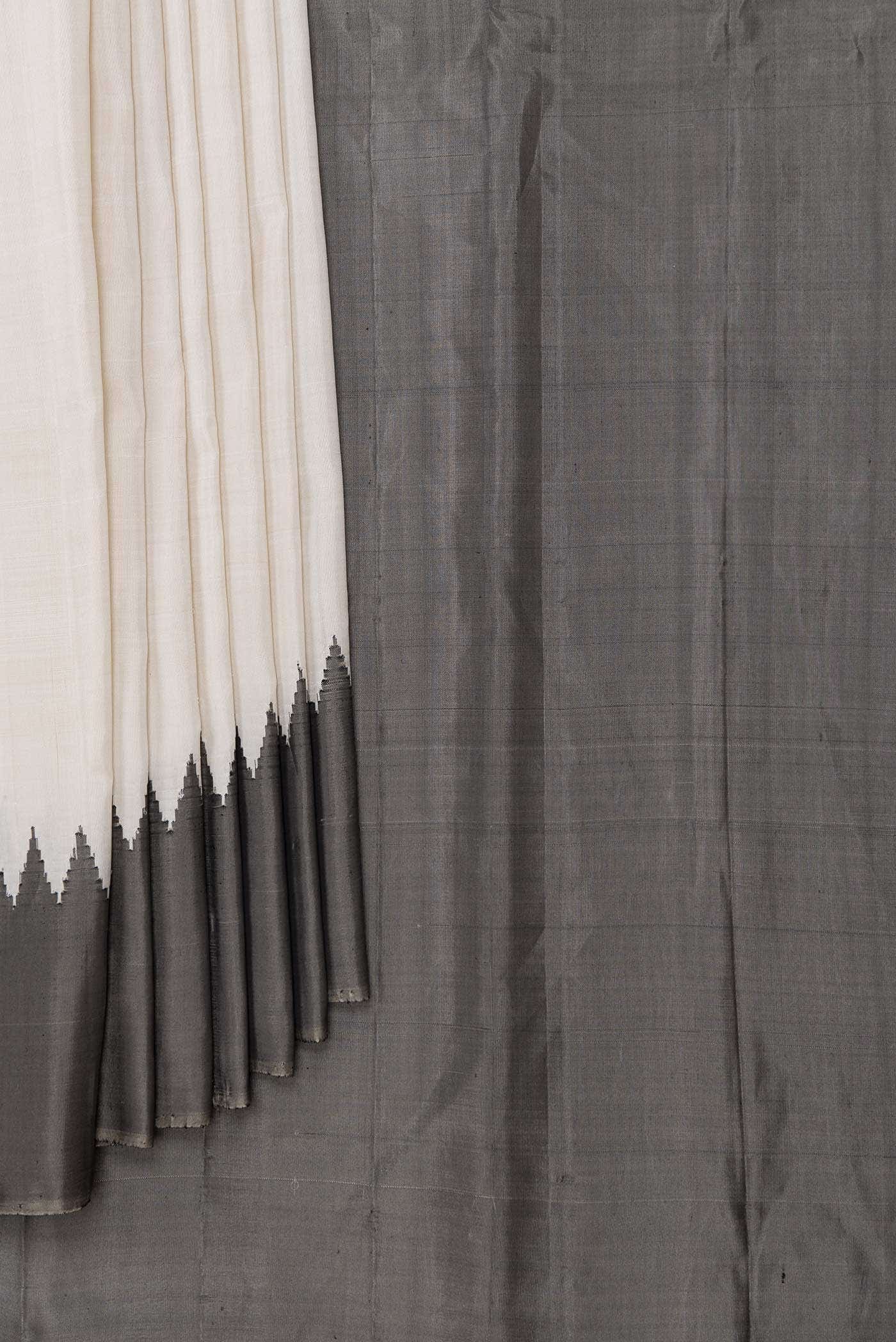 Off White Gadwal Silk Saree - Image 2