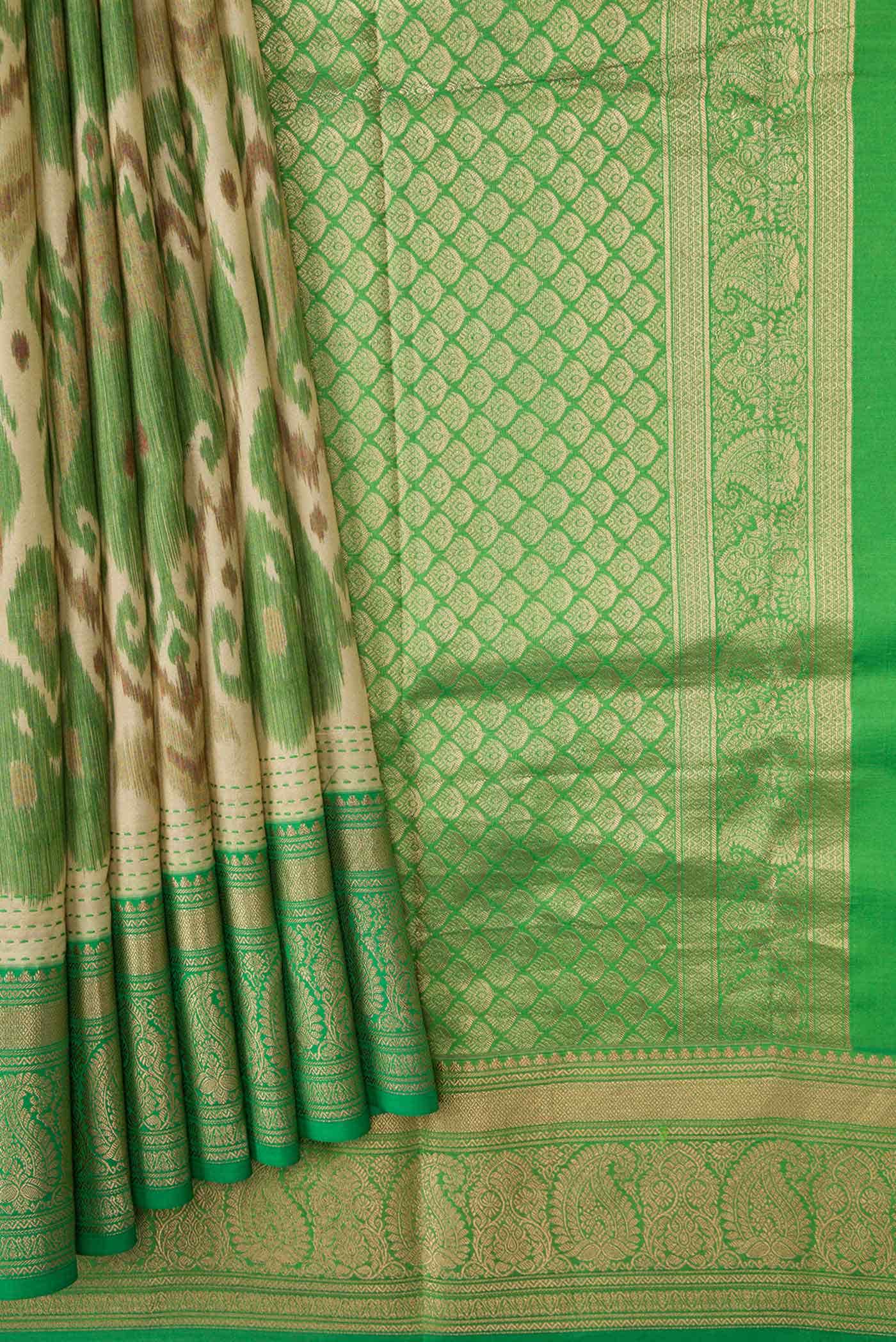 Beige Kanchipuram Silk Saree - Image 2