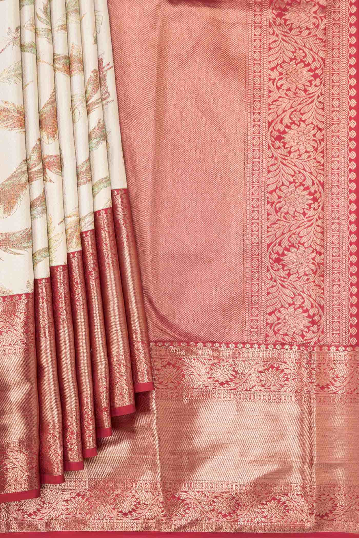 Beige Kanjivaram Silk Saree - Image 2