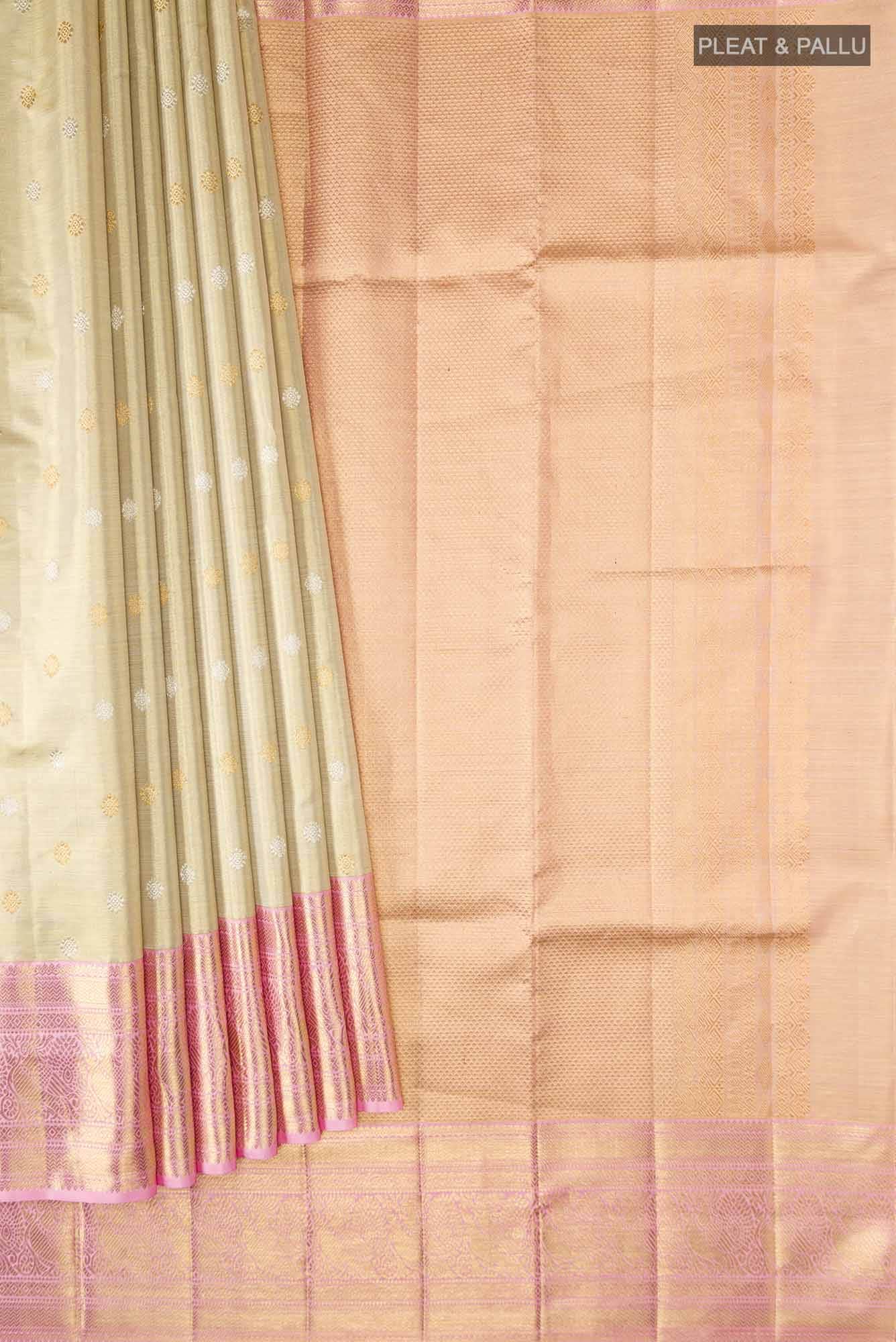 Beige Kanjivaram Tissue Silk Saree - Image 2