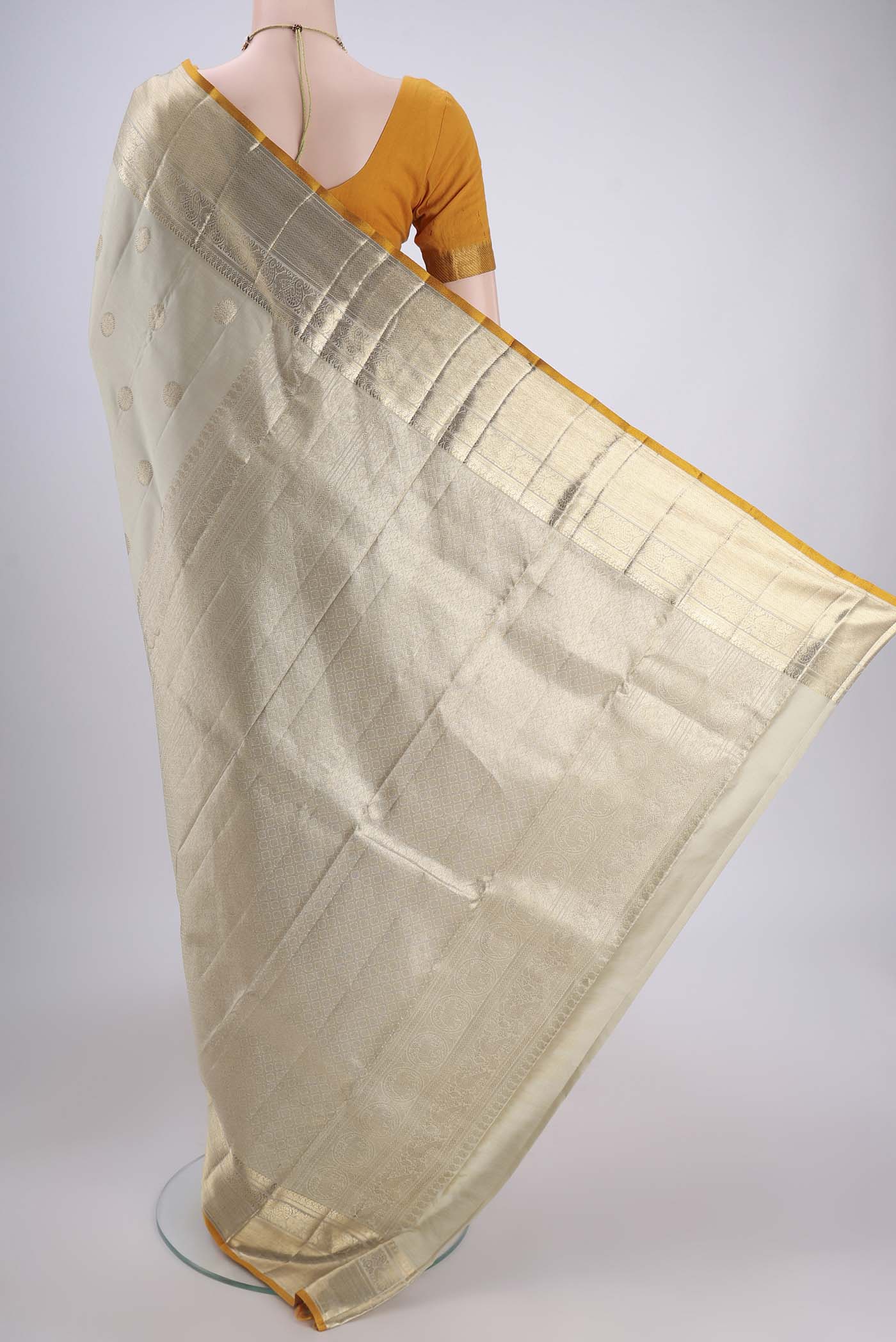Beige Kanjivaram Silk Saree - Image 3