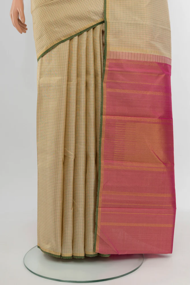Beige Kanjivaram Silk Saree - Image 3