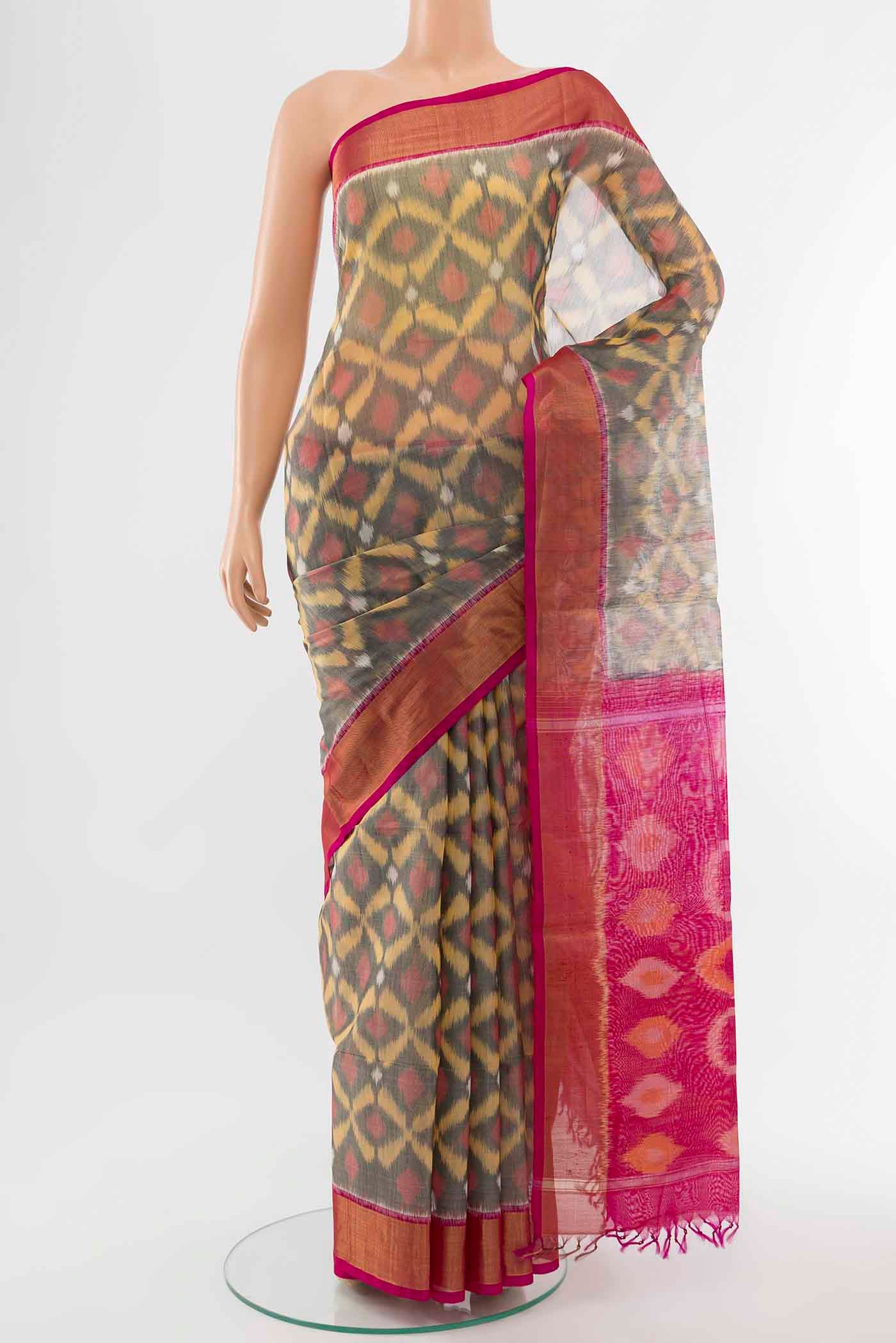 Beige Kora Cotton Saree