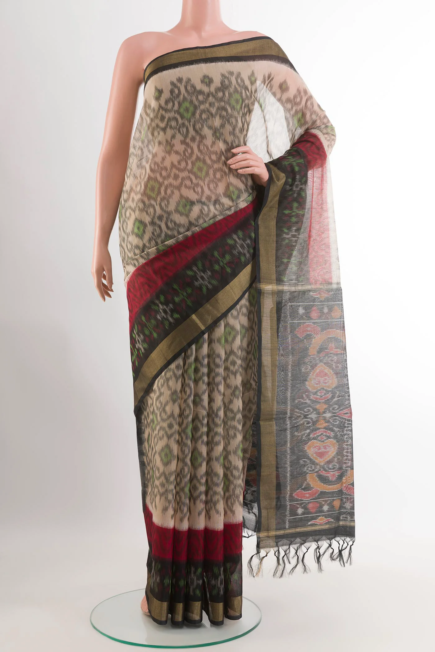 Cream Kora Cotton Saree