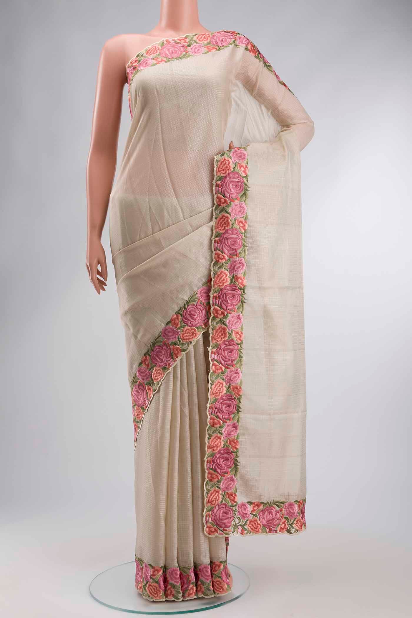 Beige Kota Cotton Saree