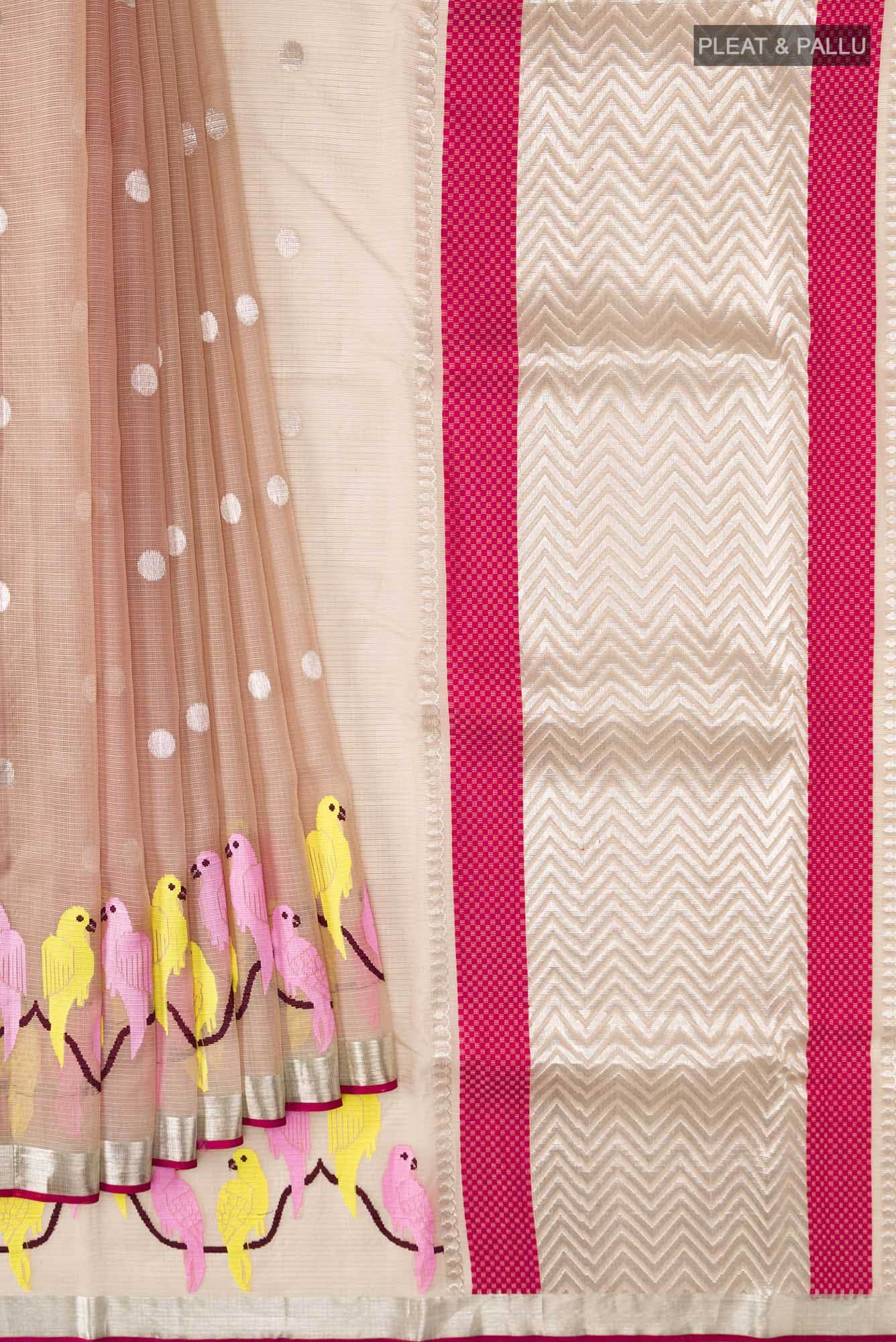 Beige Kota Silk Saree - Image 2