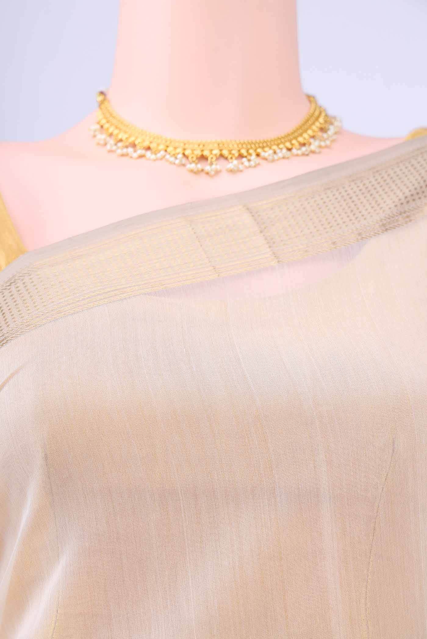 Beige Maheshwari Silk Cotton Saree - Image 3