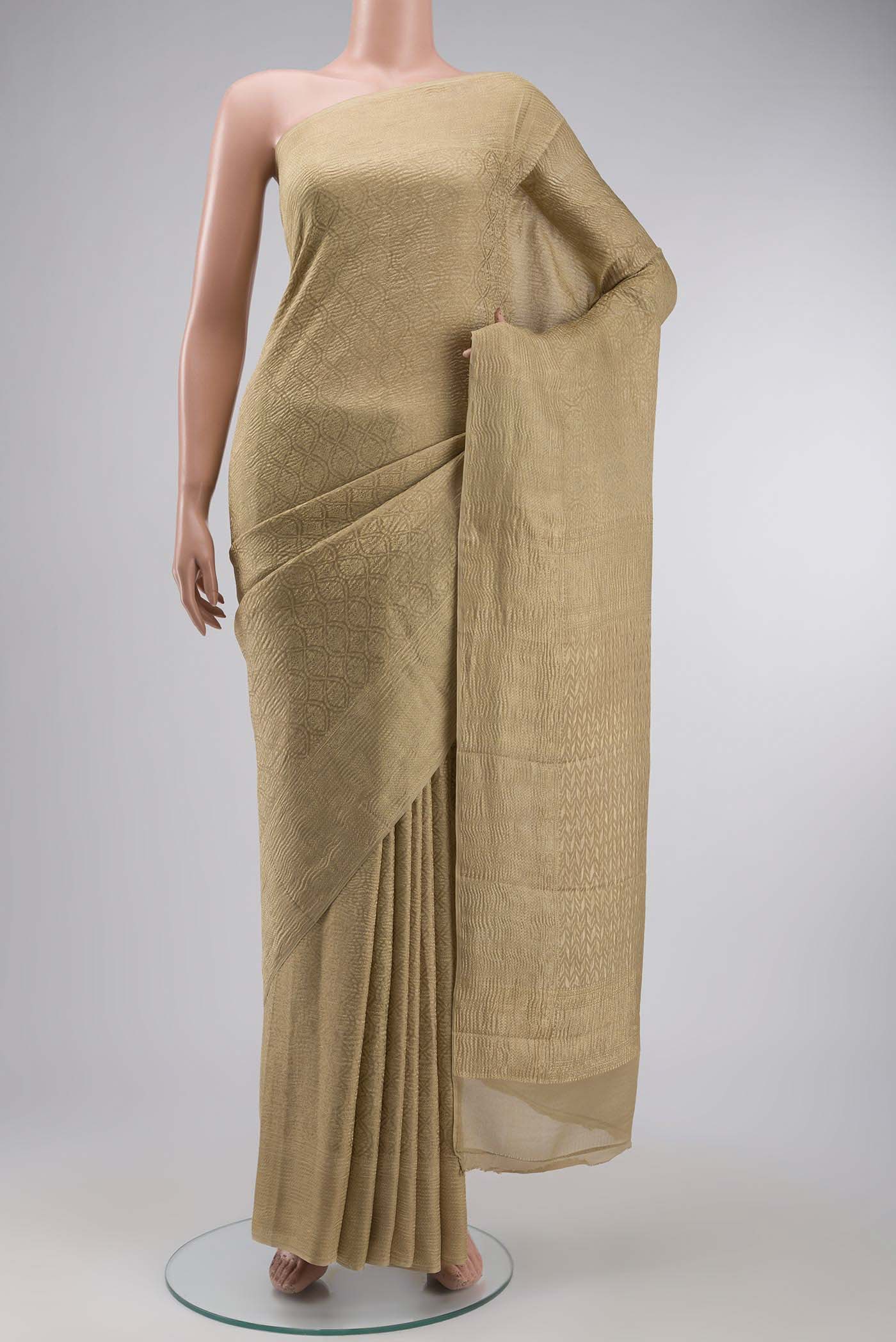 Beige Mysore Crepe Saree