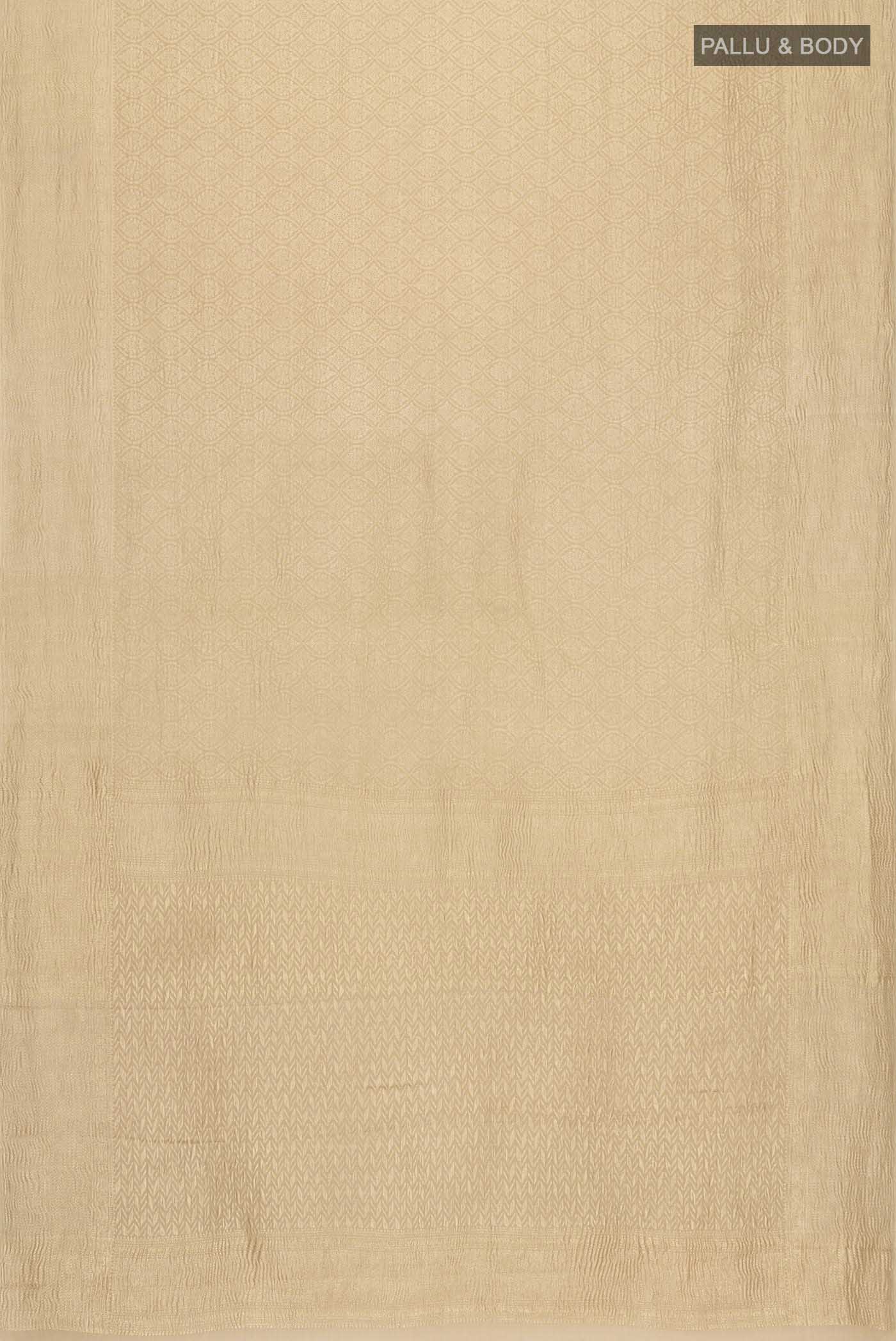Beige Mysore Crepe Saree - Image 6