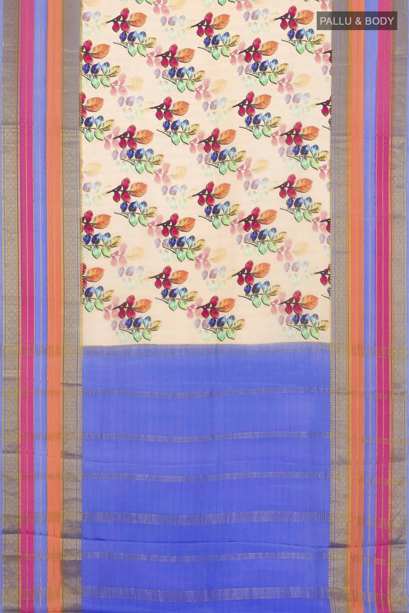 Beige Mysore Crepe Saree - Image 5