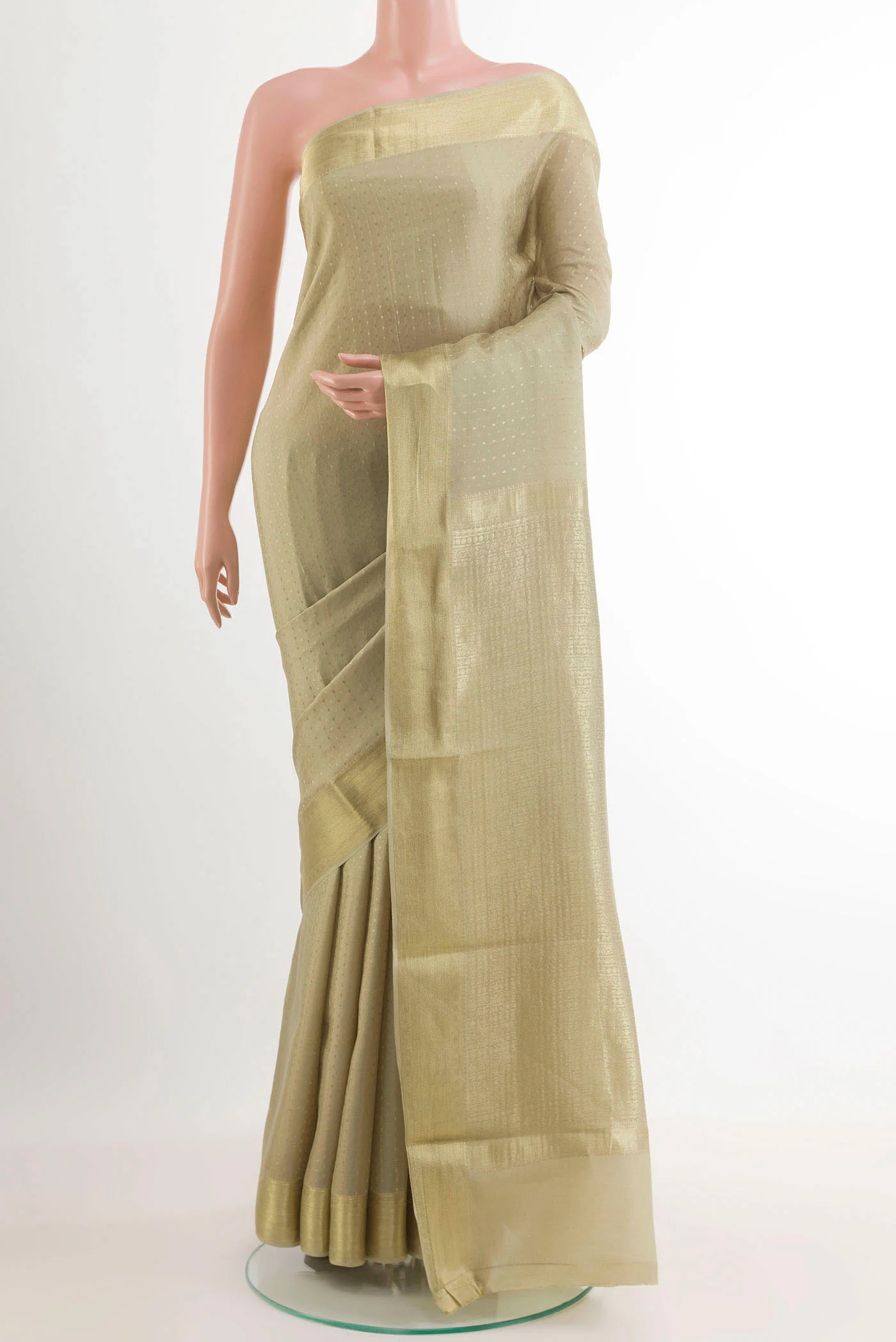 Beige Mysore Crepe Saree