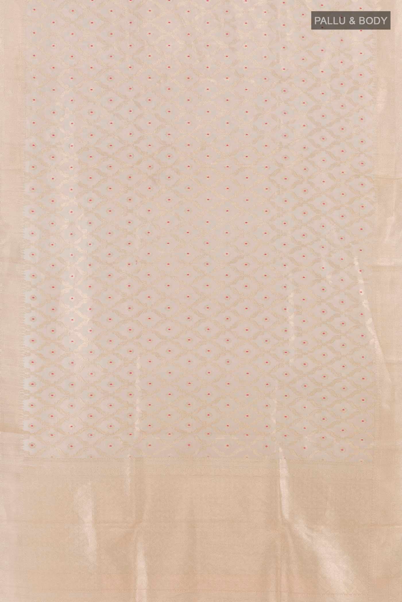 Beige Organza Silk Saree - Image 6