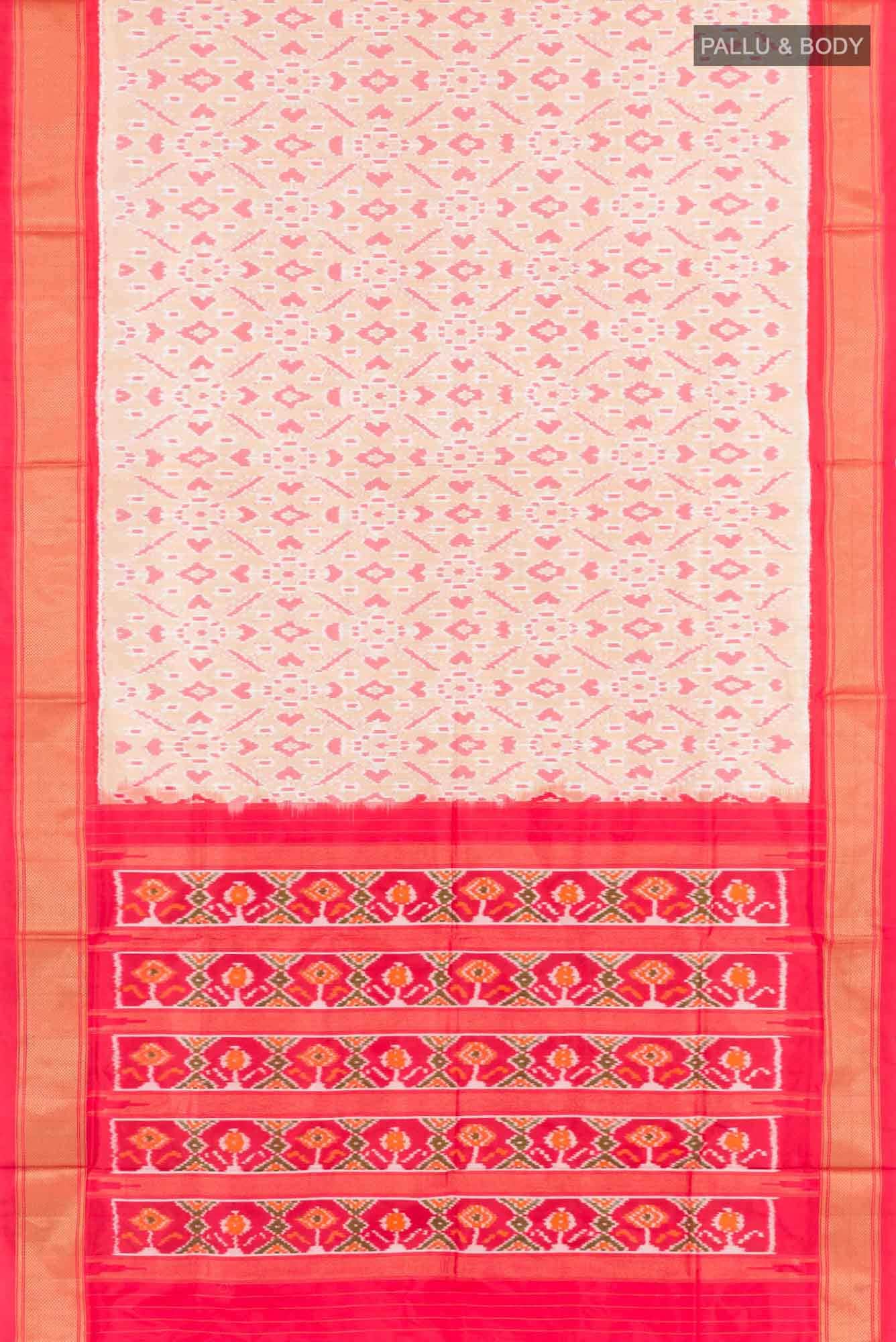 Beige Pochampally Silk Saree - Image 4