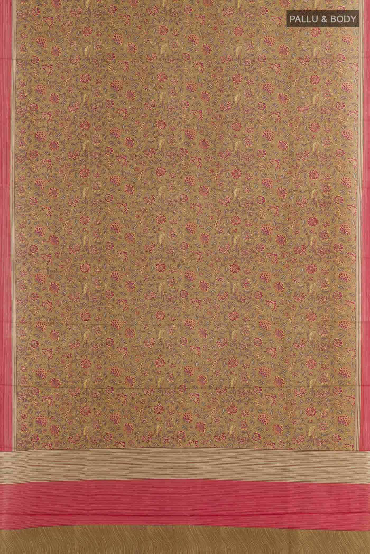 Brown Printed Silk Saree - Image 3