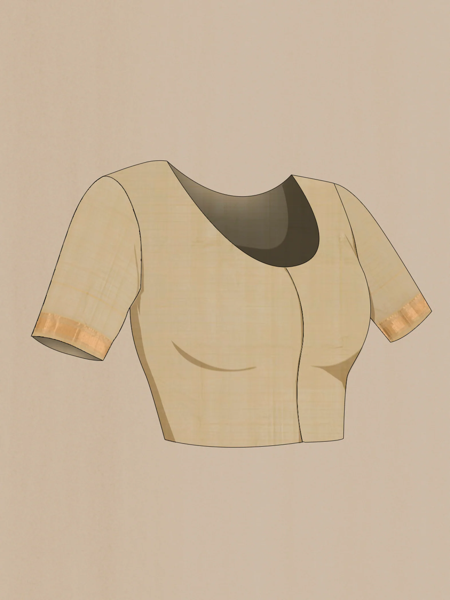 Beige Silk Cotton Saree - Image 4