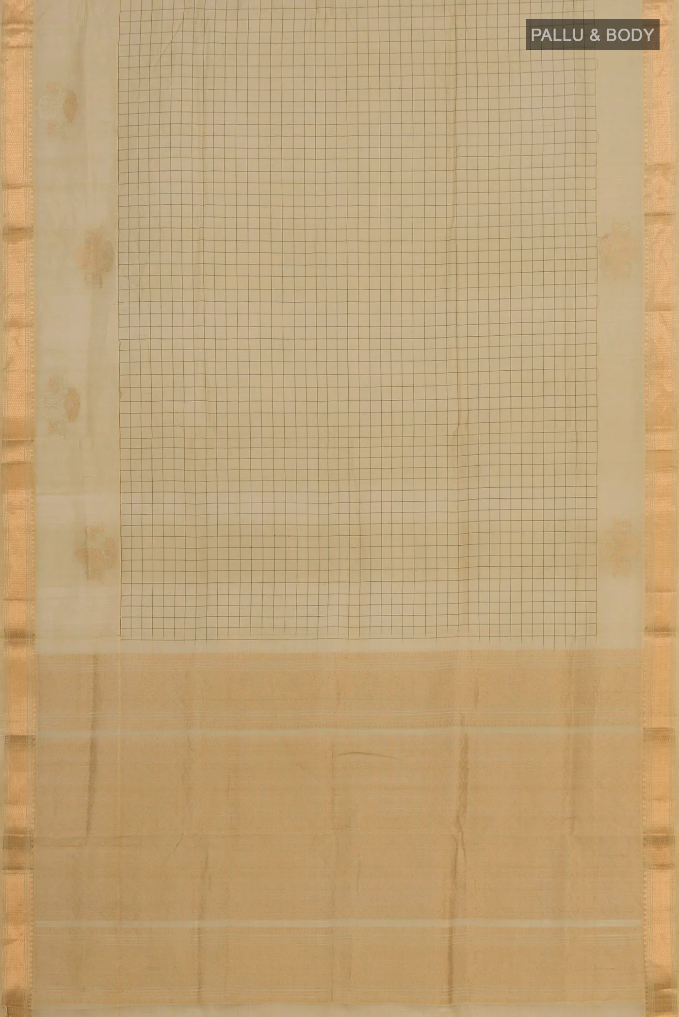 Beige Silk Cotton Saree - Image 5