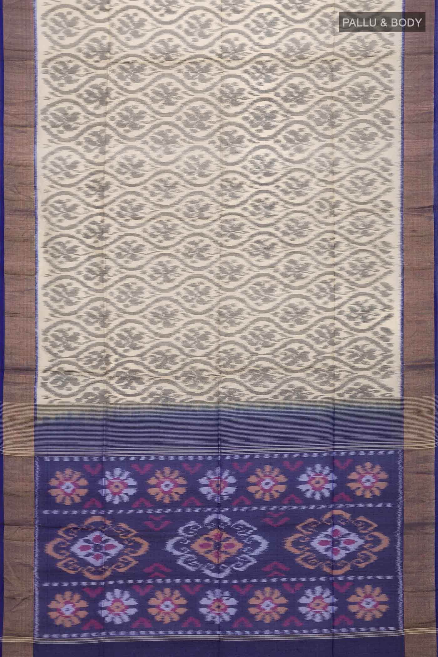 Beige Silk Cotton Saree - Image 2