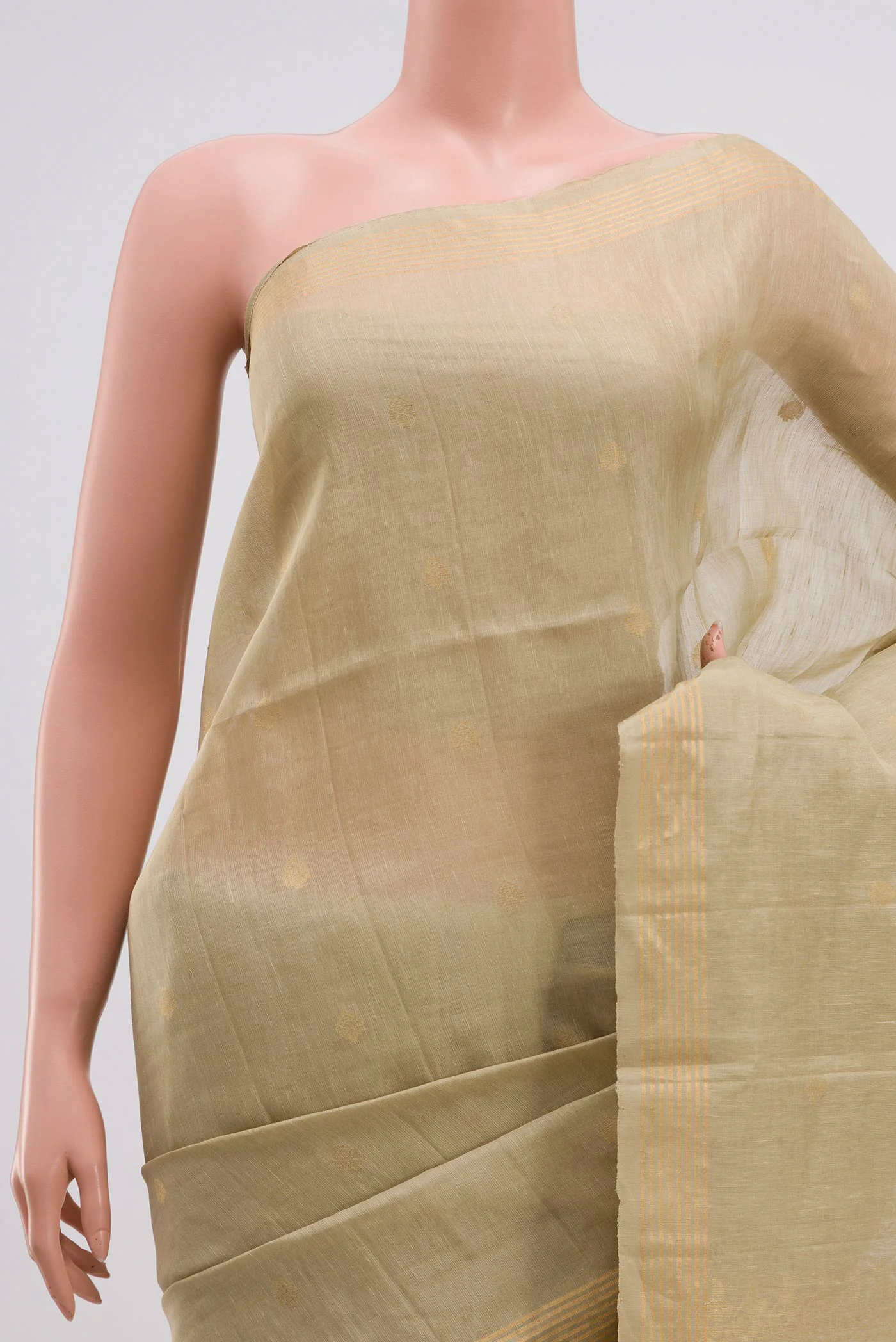 Beige Soft Silk Saree - Image 2