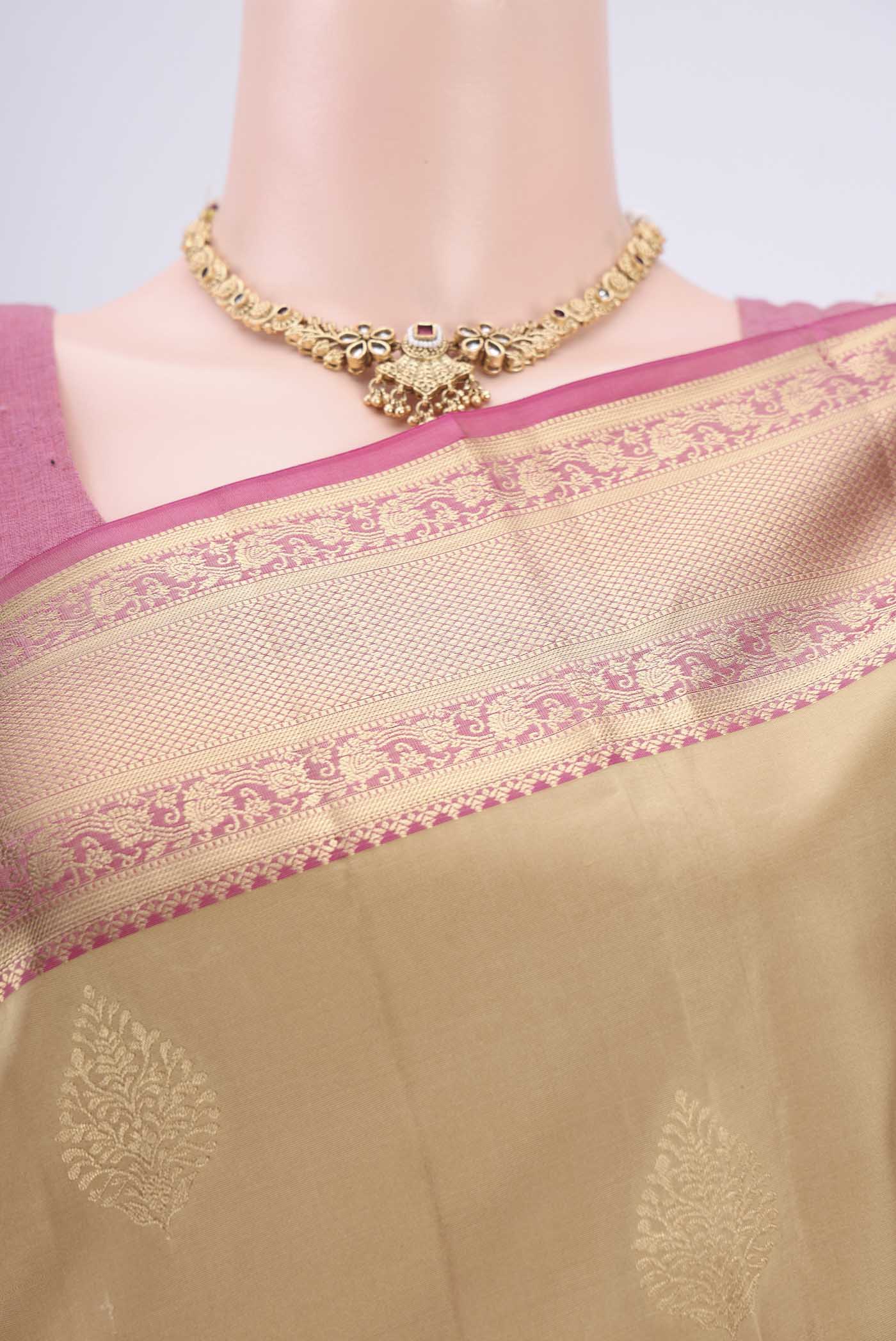 Beige Soft Silk Saree - Image 2