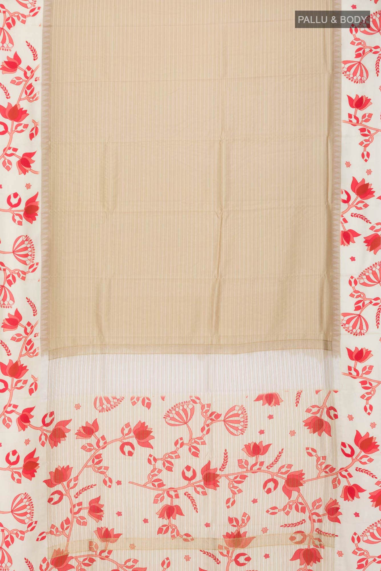 Beige Soft Silk Saree - Image 4