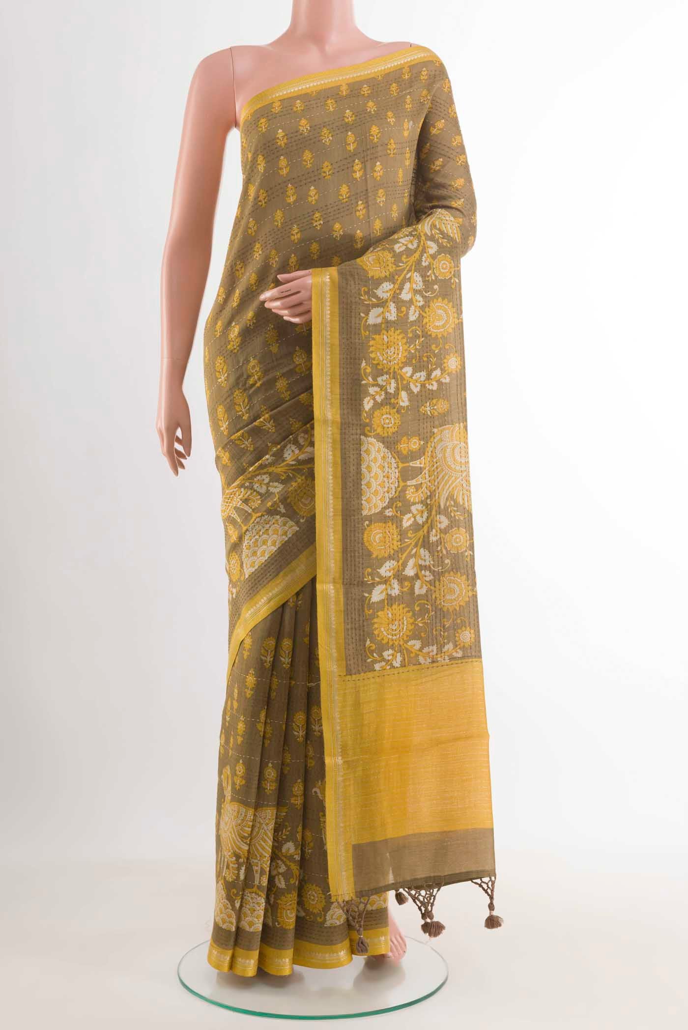 Beige Tussar Saree