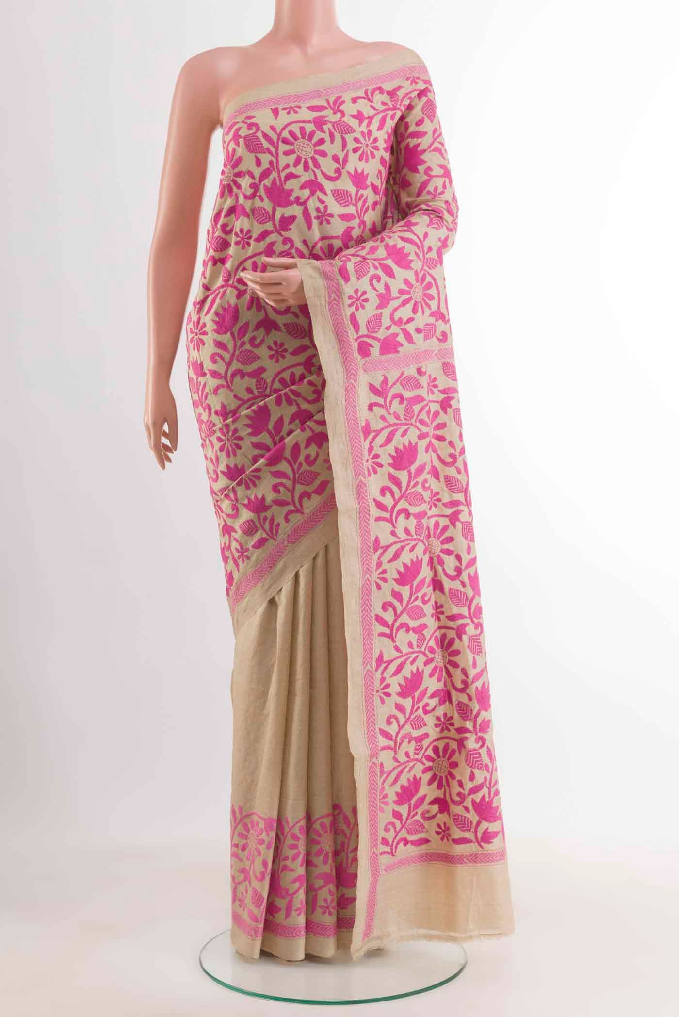 Beige Tussar Saree