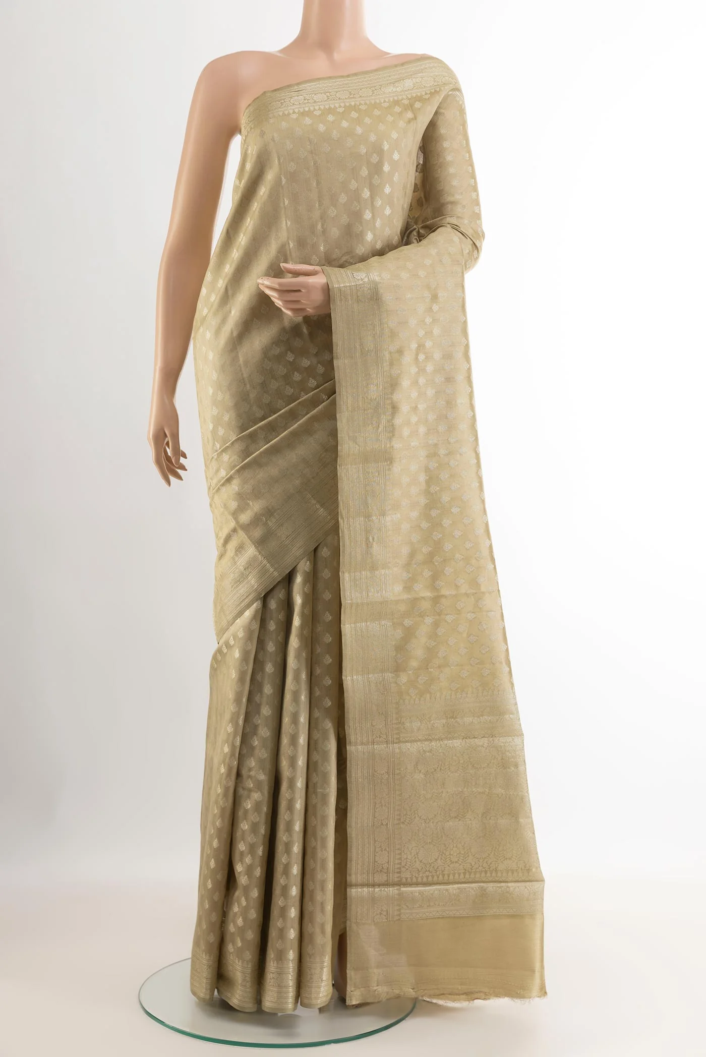 Beige Banarasi Raw Silk Saree