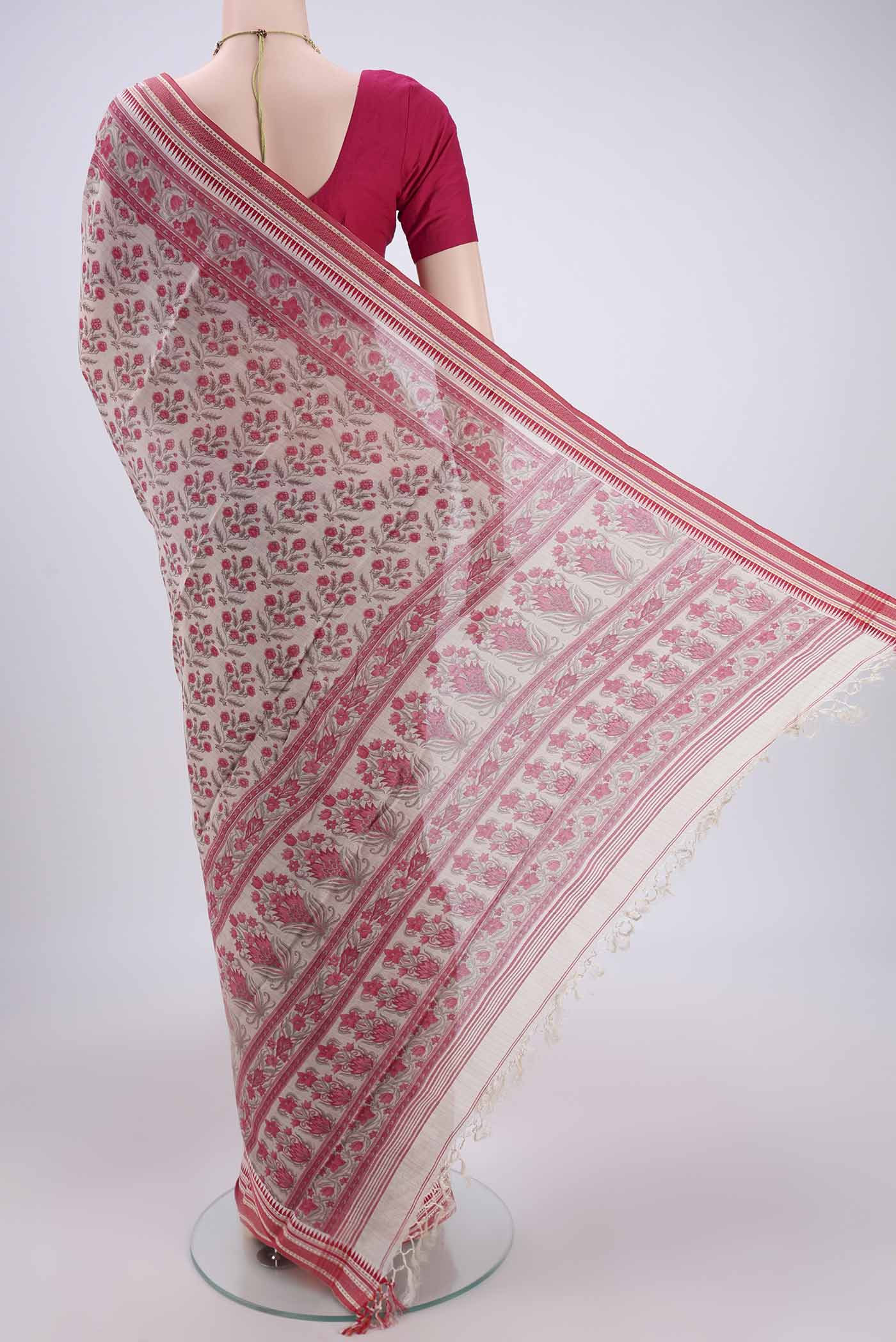 Beige Tussar Silk Saree - Image 3