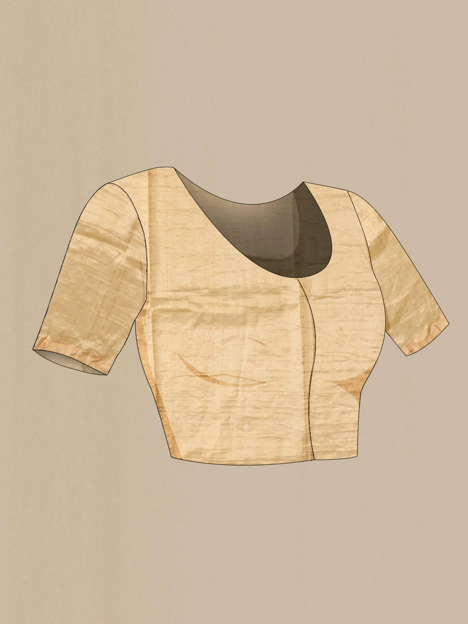 Beige Tussar Silk Saree - Image 5