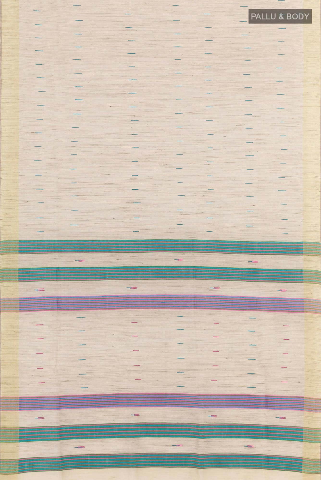 Beige Tussar Silk Saree - Image 2