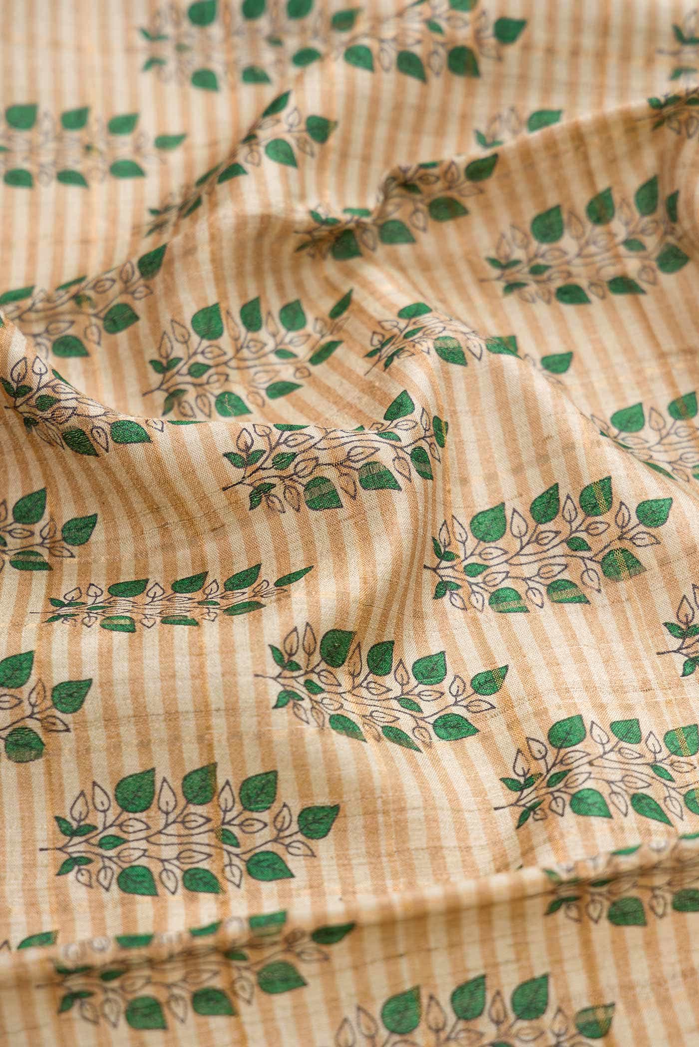 Beige Tussar Silk Saree - Image 3