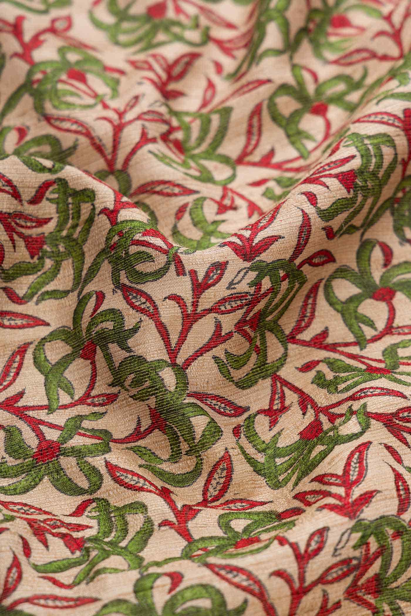 Beige Tussar Silk Saree - Image 2