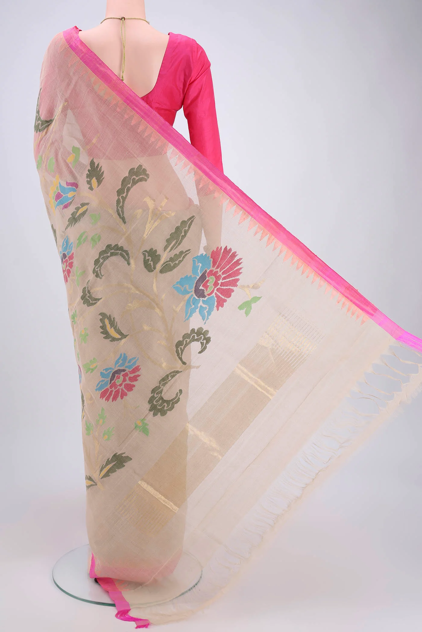 Beige Uppada Cotton Saree - Image 3