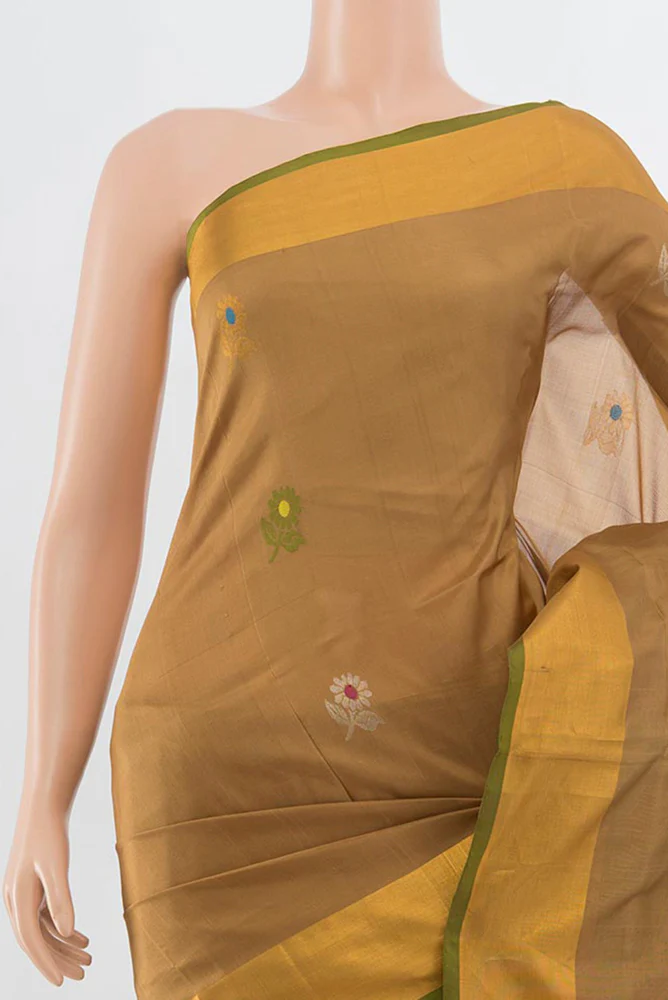 Dark Beige Uppada Silk Saree - Image 2