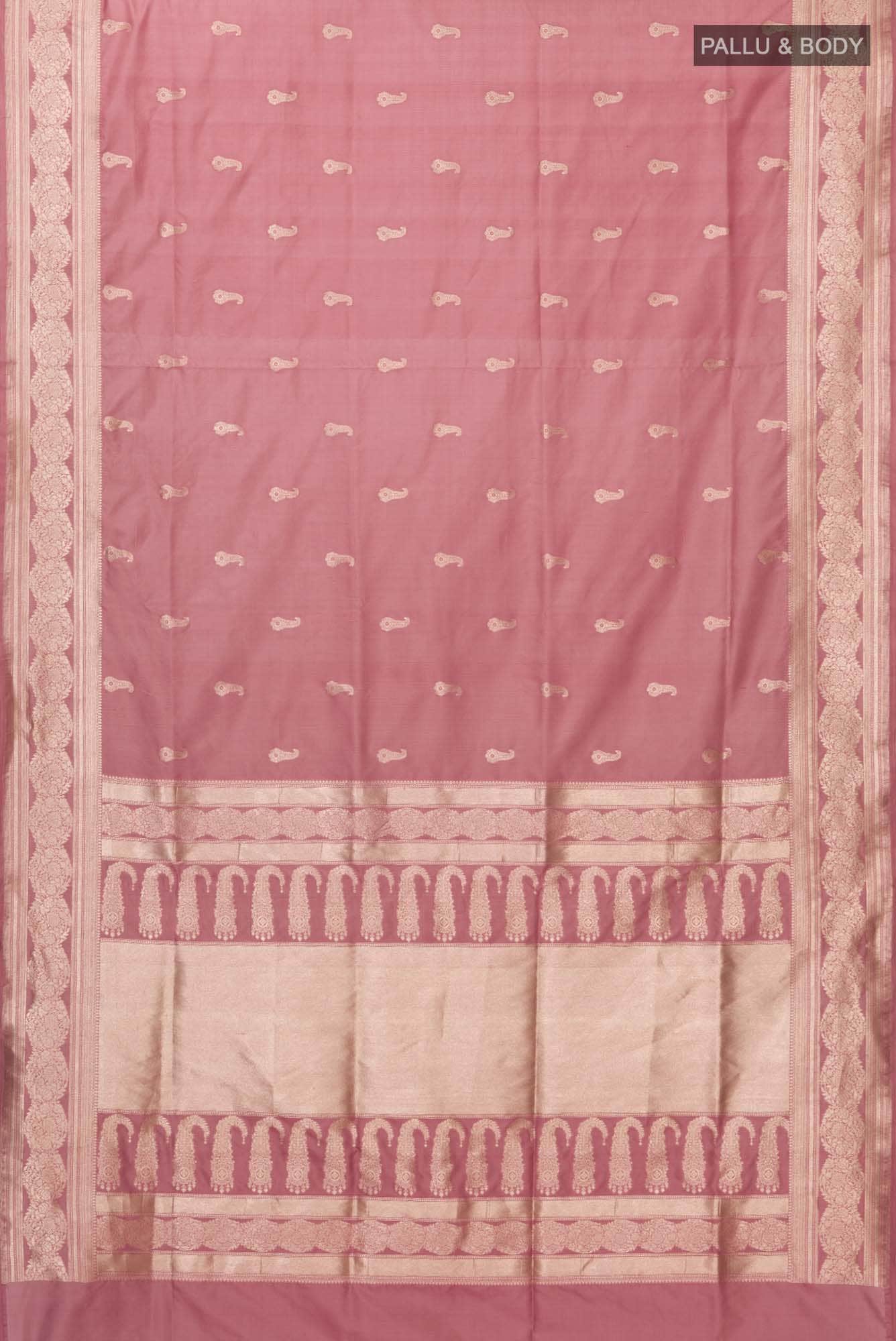 Bhagyavati-Peach Banarasi Silk Saree - Image 5